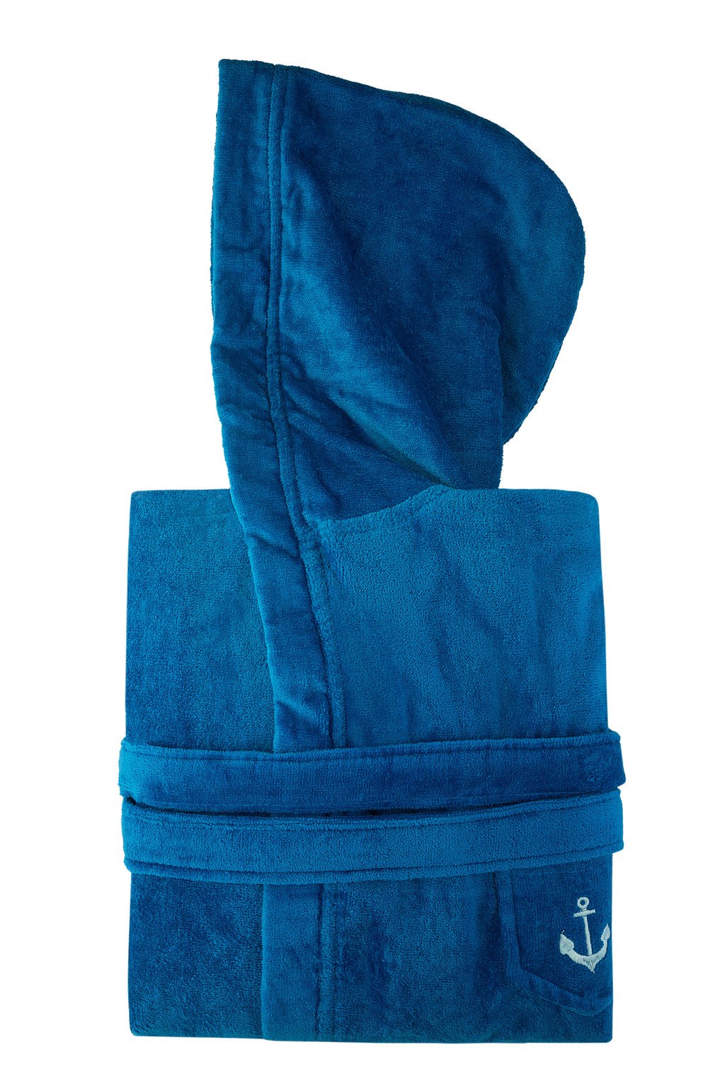 ABSTRACT Cotton Robe - Mens Bathrobe - Terry Cloth Towel Robe for Men/Teens - Hooded Robes with Velour Finish - 100% Cotton, Navy, 14 Years