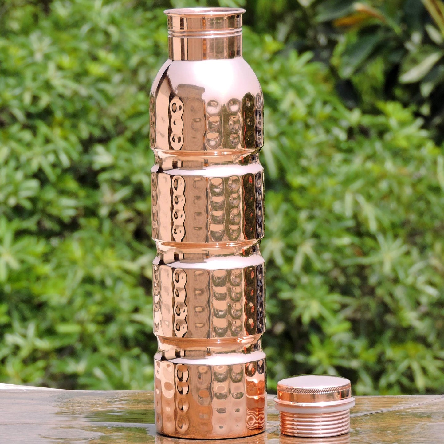HealthGoodsIn - Pure Copper Seamless Hammered Water Bottle for Ayurvedic Benefits | Joint-free Copper Water Bottle