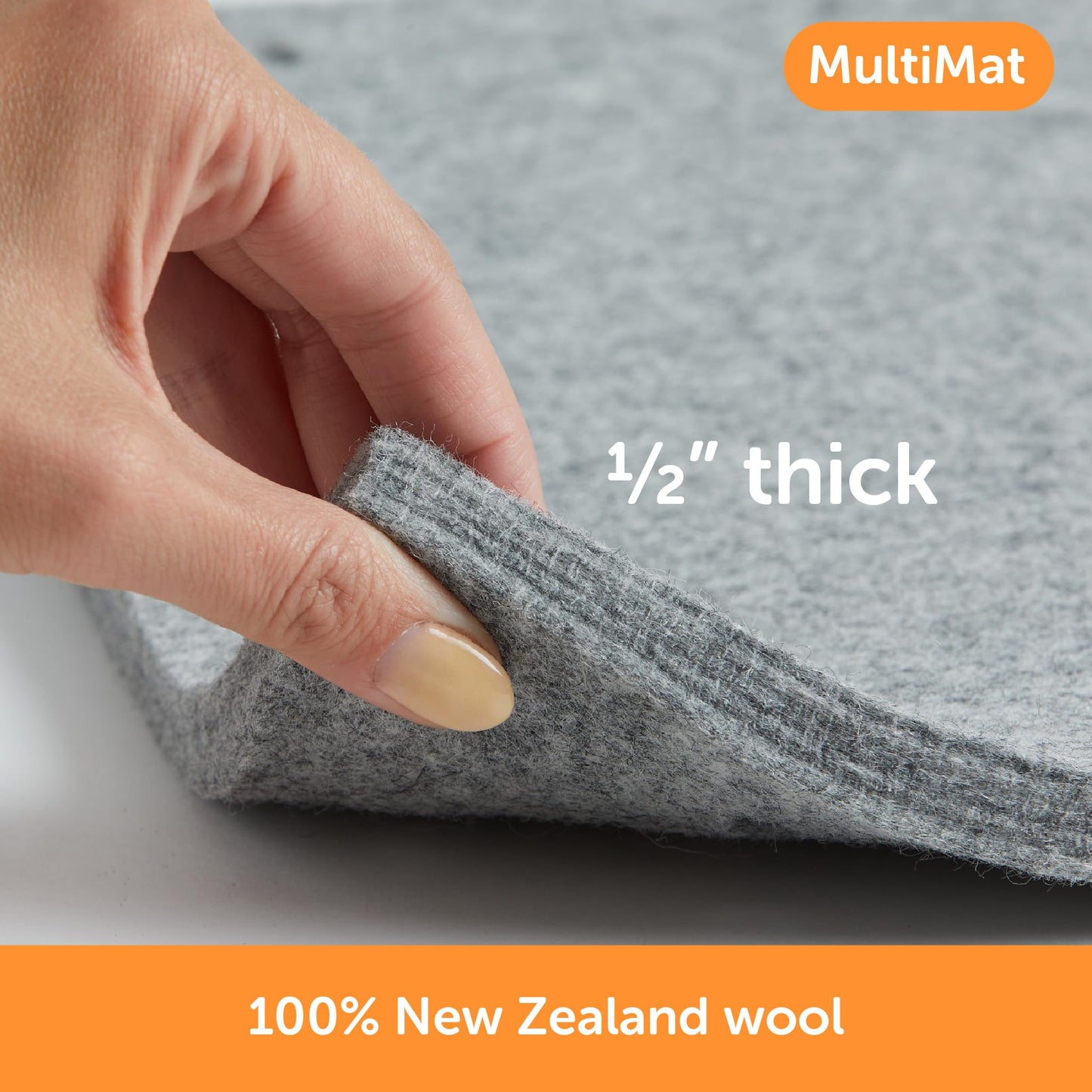 oliso MultiMat Wool Pressing Pad – 100% New Zealand Wool, 14" x 14", ½" Thick – Ideal for Quilting, Sewing & Crafting (Single Pack)