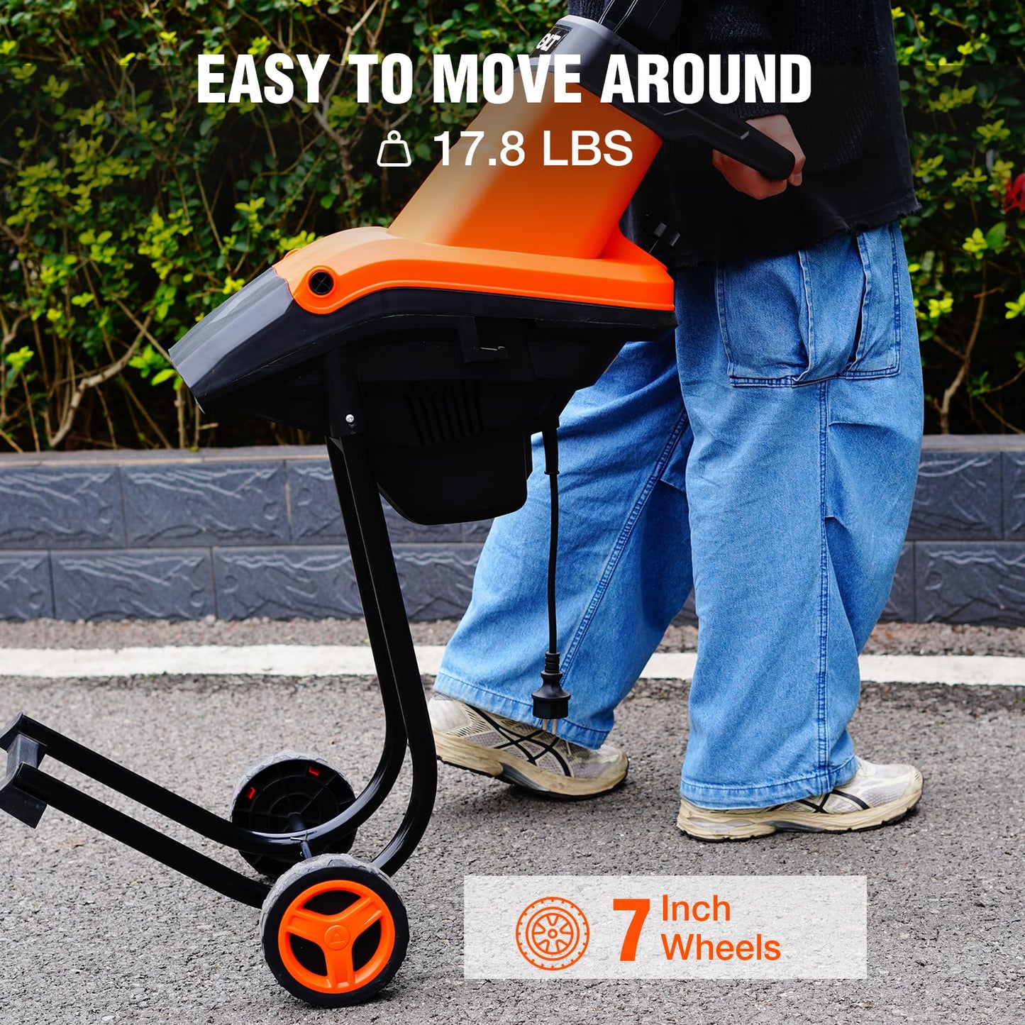 AIVOLT Wood Chipper Shredder Mulcher, 1800W Electric Wood Chipper with Collection Bag, 45mm Cutting Diameter for Mulching, Composting, Yard Cleanup, Lawn Care