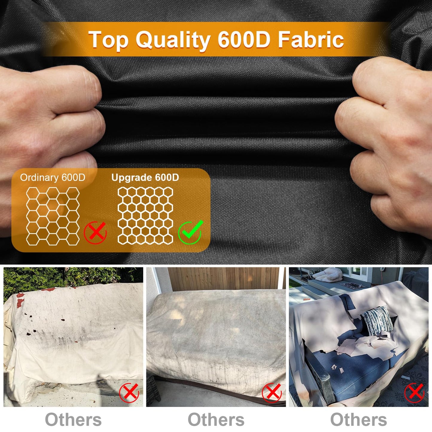 Kipiea Patio Sofa Cover, Heavy Duty 600D Outdoor Couch Cover Waterproof Winter, 3-Seat Patio Furniture Cover Loveseat, Outdoor Sofa Covers with Anti UV and No Tears, No Fading (78" W x 34" D x 31" H)