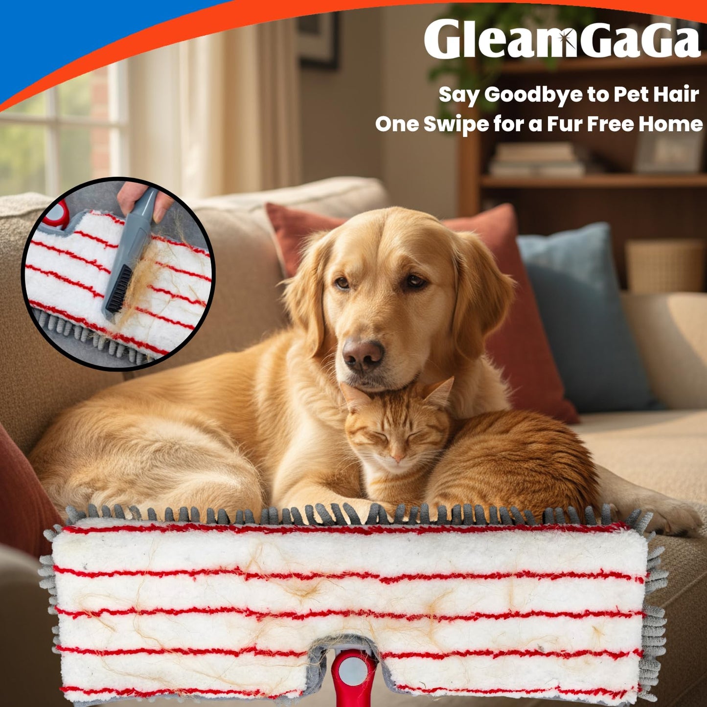Microfiber Flip Mop, GleamGaGa Flat Mop with Stainless Steel Handle,Mops for Floor Cleaning and 4 Reusable Washable Mops Pads,Wet & Dry Dust Mopping for Hardwood,Vinyl,Laminate,Tile , Marble Cleaning