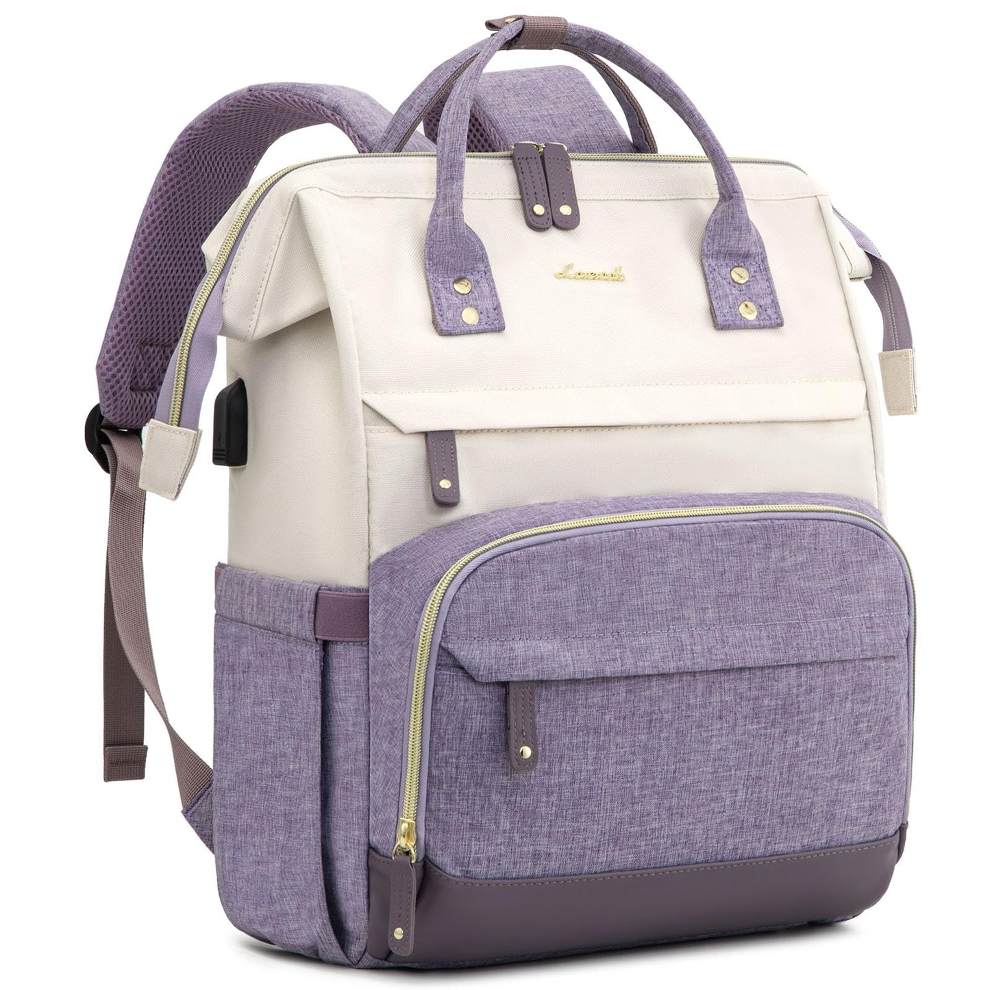 LOVEVOOK Laptop Backpack for Women, White-purple, 15.6 INCH, Modern