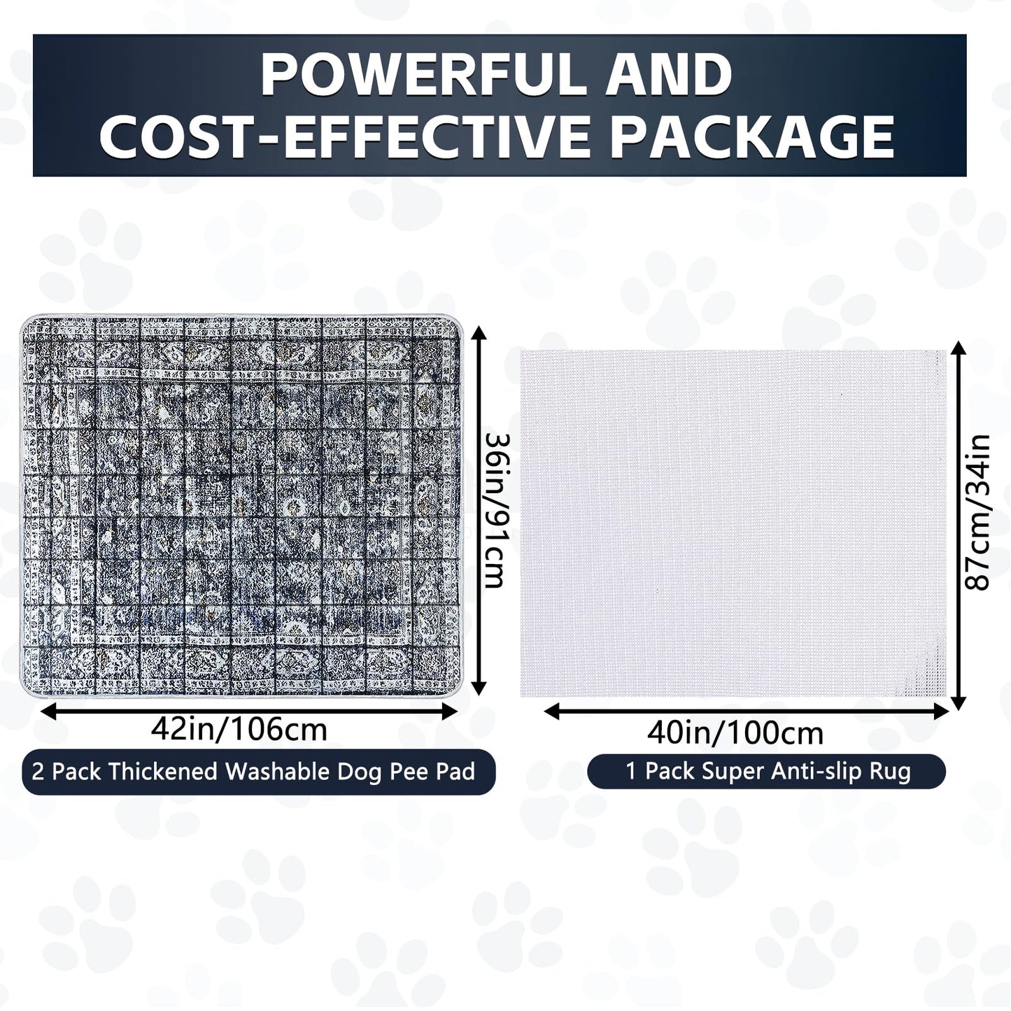 AIHSUMC Washable Thickened Pee Pads for Dogs, 2 Pack (36"x42") Upgrade Reusable Puppy Pads with Non-Slip Rug, Super Absorbent Leakproof Puppy Training & Whelping Pads for Dogs, Doggie