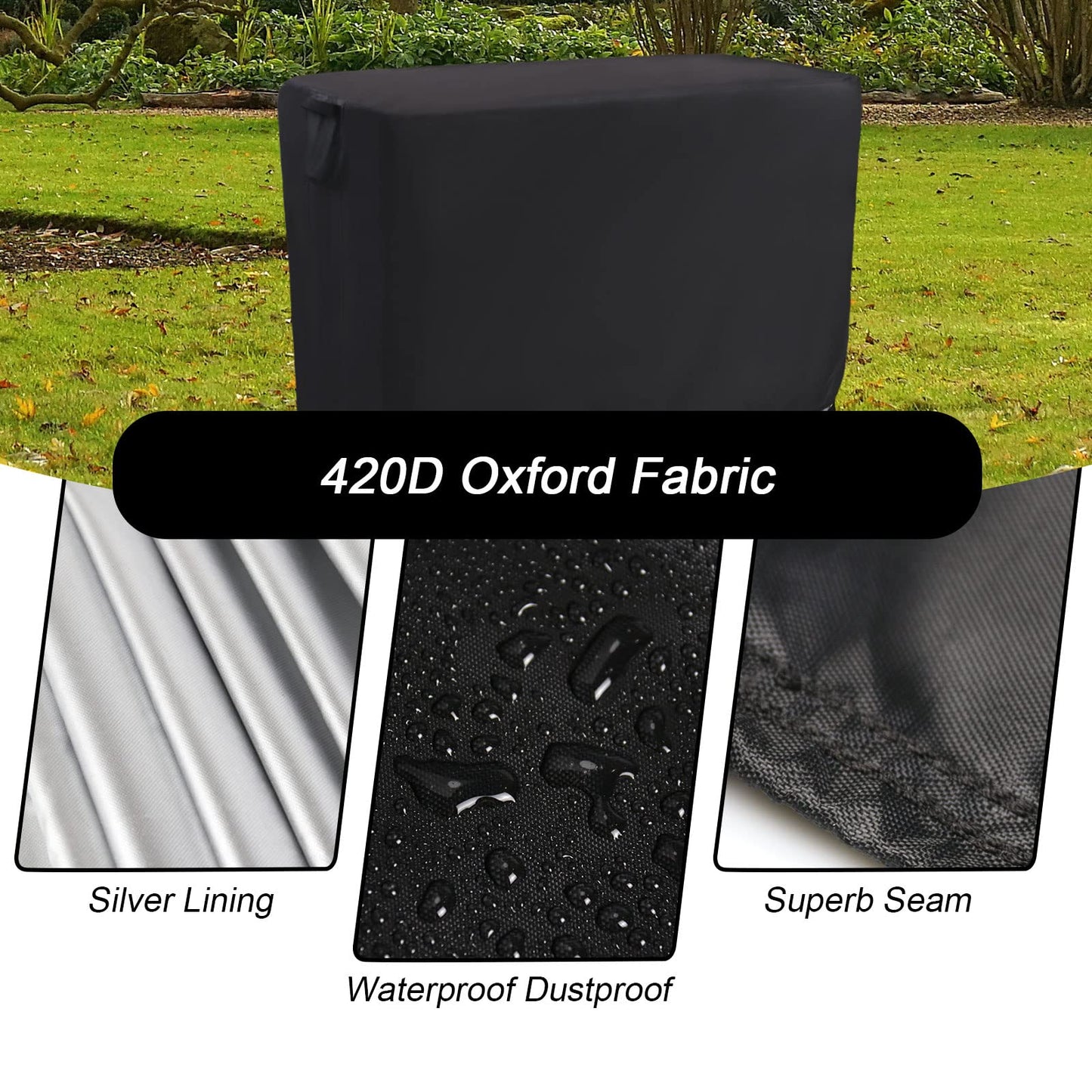 Kingling Outdoor Table Cover 48 Inch, Waterproof Stainless Steel Table Cover Metal BBQ Table Covers Weather Protection for Patio Kitchen Work/Prep Tables - 48''L x 24''W x 35''H(Black)