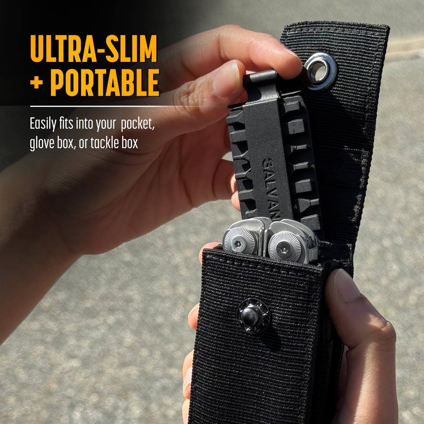 Galvanox Nylon Multi-Tool Sleeve with 21 Flat End Screwdriver Bits & Holder, Belt Pouch with Pockets and Bit Set Included, Compatible with Leatherman (4" to
