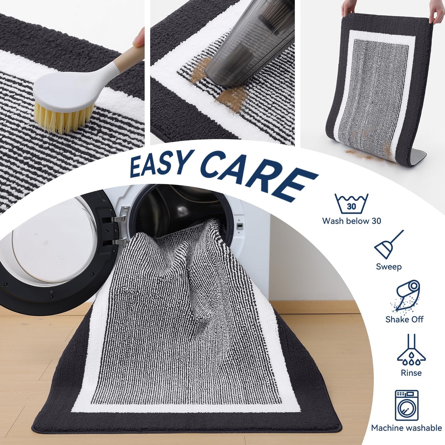 Kitinjoy Indoor Door Mat, Non-Slip Absorbent Mud Trapper Front Door Mats,Washable Durable Door Mats Indoor, Low-Profile Entryway Mat Entrance Mat Indoor, 48"x32", Dark Grey