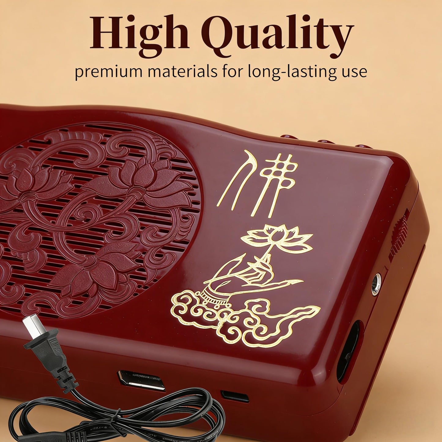 Buddhist Chanting Player, Portable Buddha Machine with 30 Scriptures, Meditation Sound Machine for Home, Yoga, Mindfulness, USB Powered 100-240V