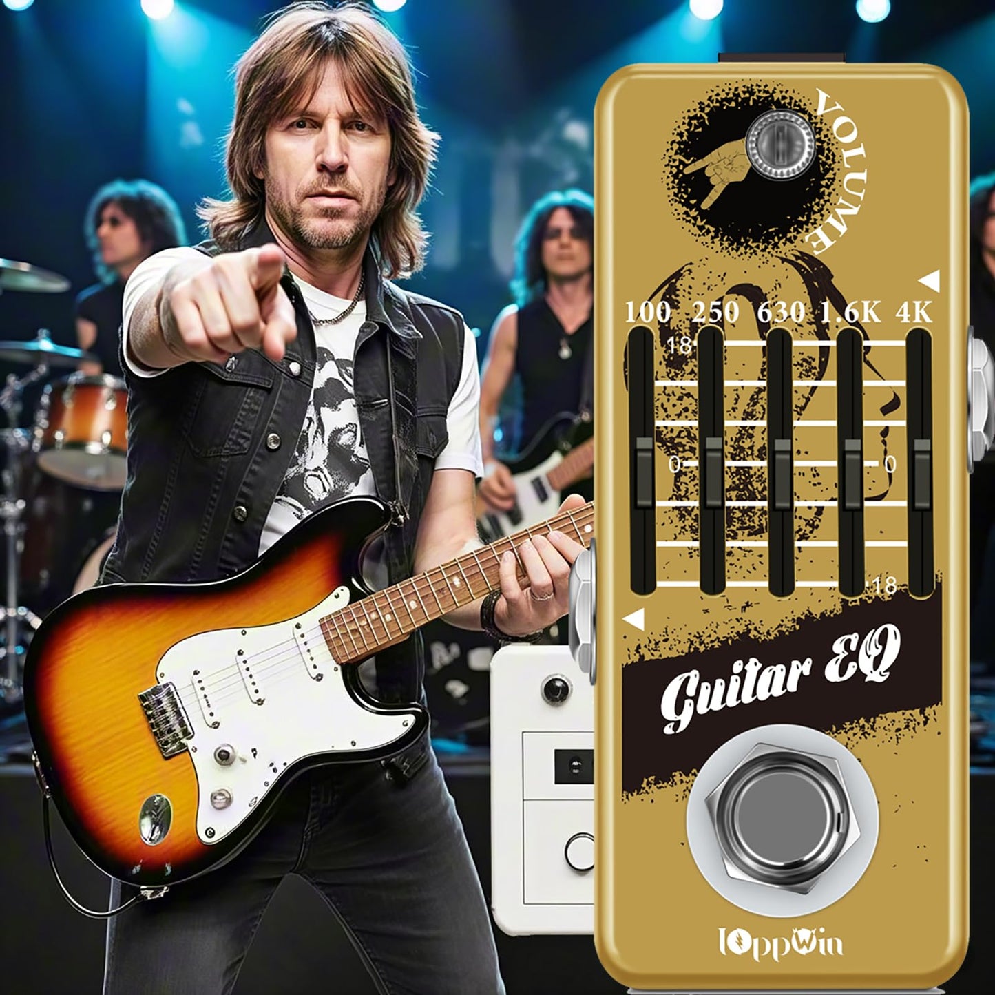 IOppWin Guitar Pedals, 5-Band Guitar Graphic Equalizer Pedal with Master Level Control - True Bypass & Metal Shell