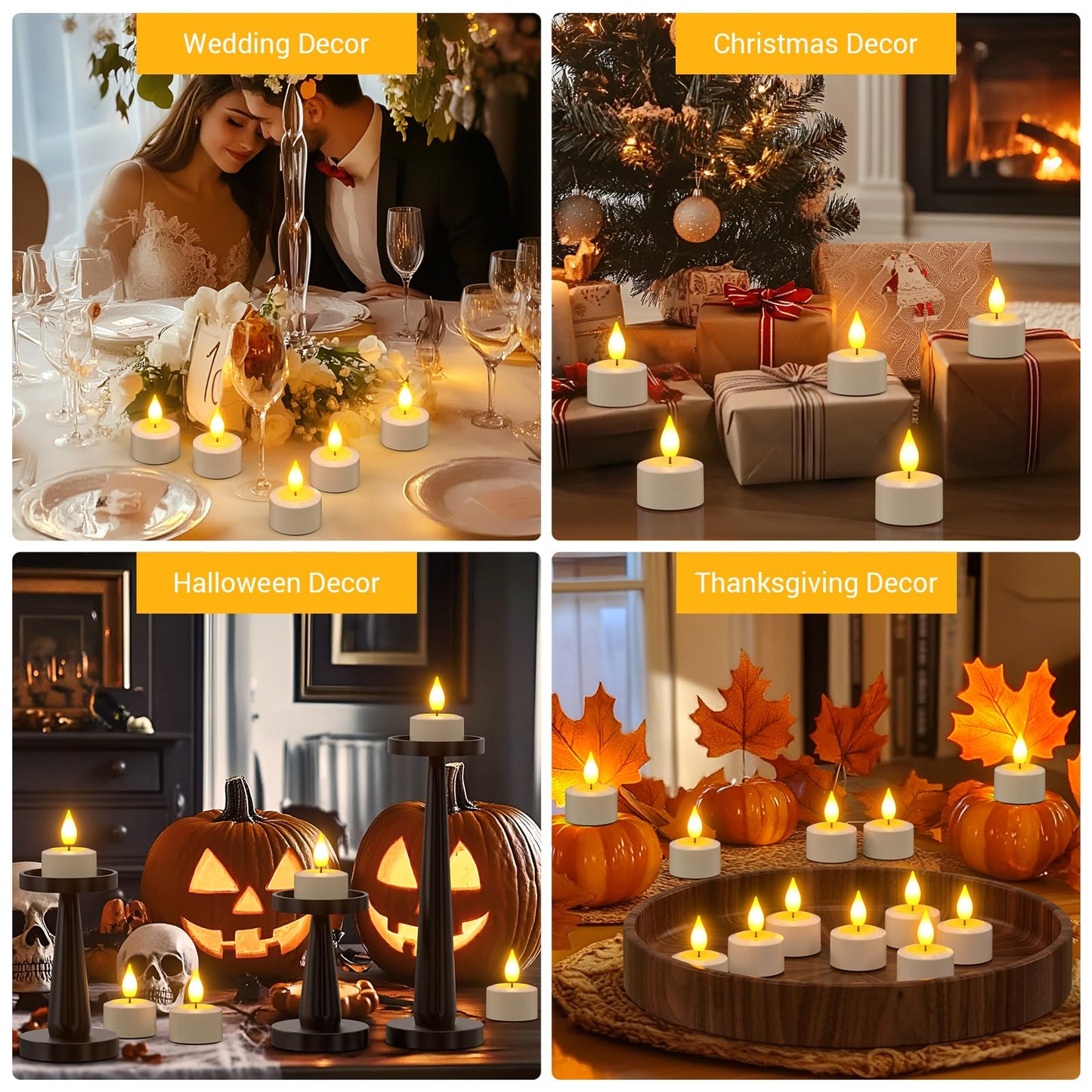 PChero 6PCS Rechargeable Flameless Candles Flickering with Remote Timer & USB Charging Base, 3D Wick Led Tea Lights Candles Battery Operated for Birthday Weddings Halloween Christmas Home Indoor Decor