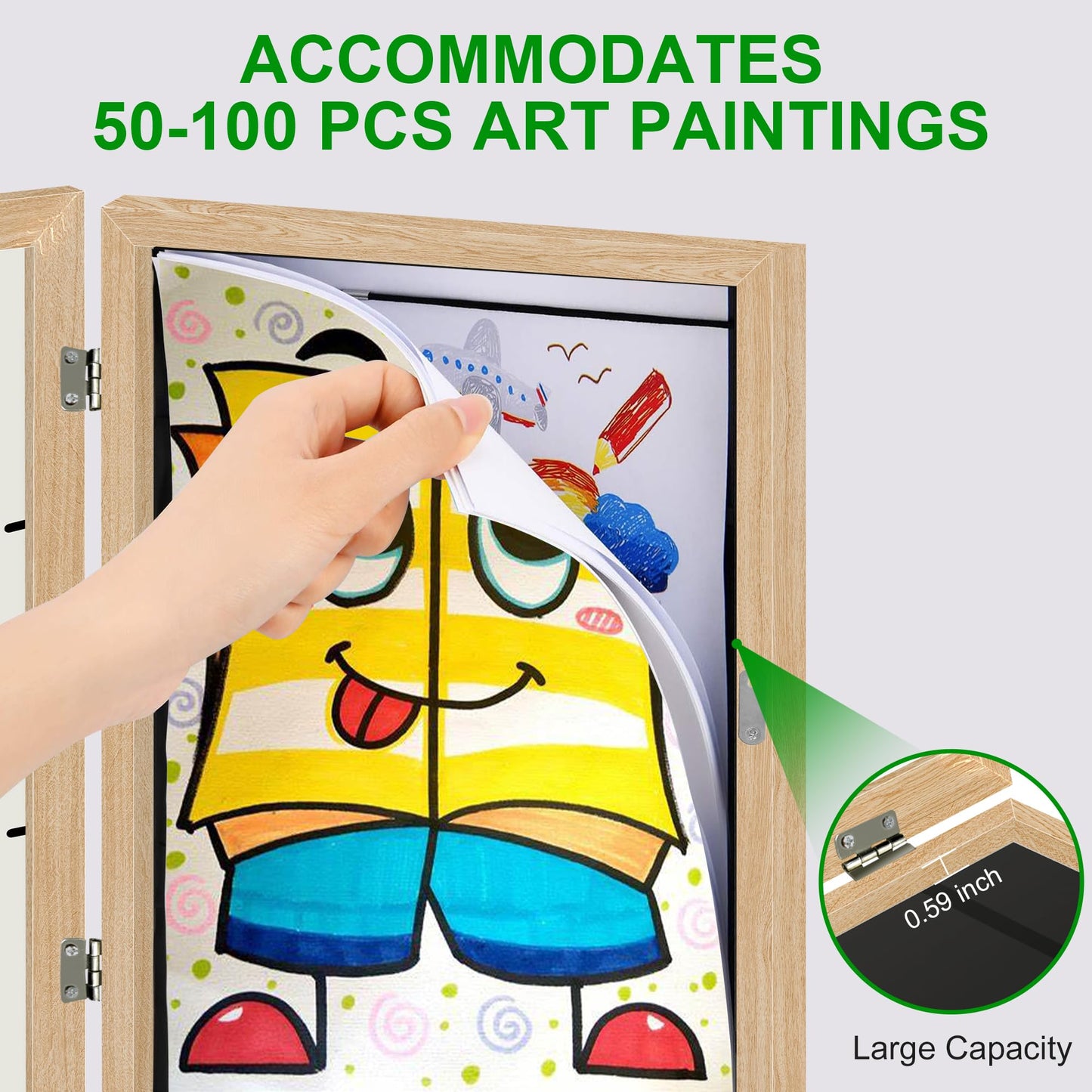 4 Pack Kids Art Frame, 8.5x11 Front Opening Kids Artwork Frames Changeable, Chind Artwork Display Storage Frame for 3D Picture Crafts, Children Drawing Hanging Art, Holds 50-100 Pcs (Walnut)