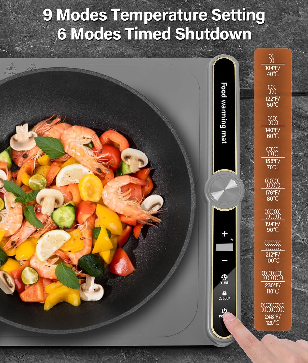 HK Newly Upgraded Warming Mat for Food, Food Fast Heating Electric Warming Mat with 9 Level Adjustable Temperature and 6 Hours Timer, Roll Up Food Warmers for Parties, Buffets, and Home Use