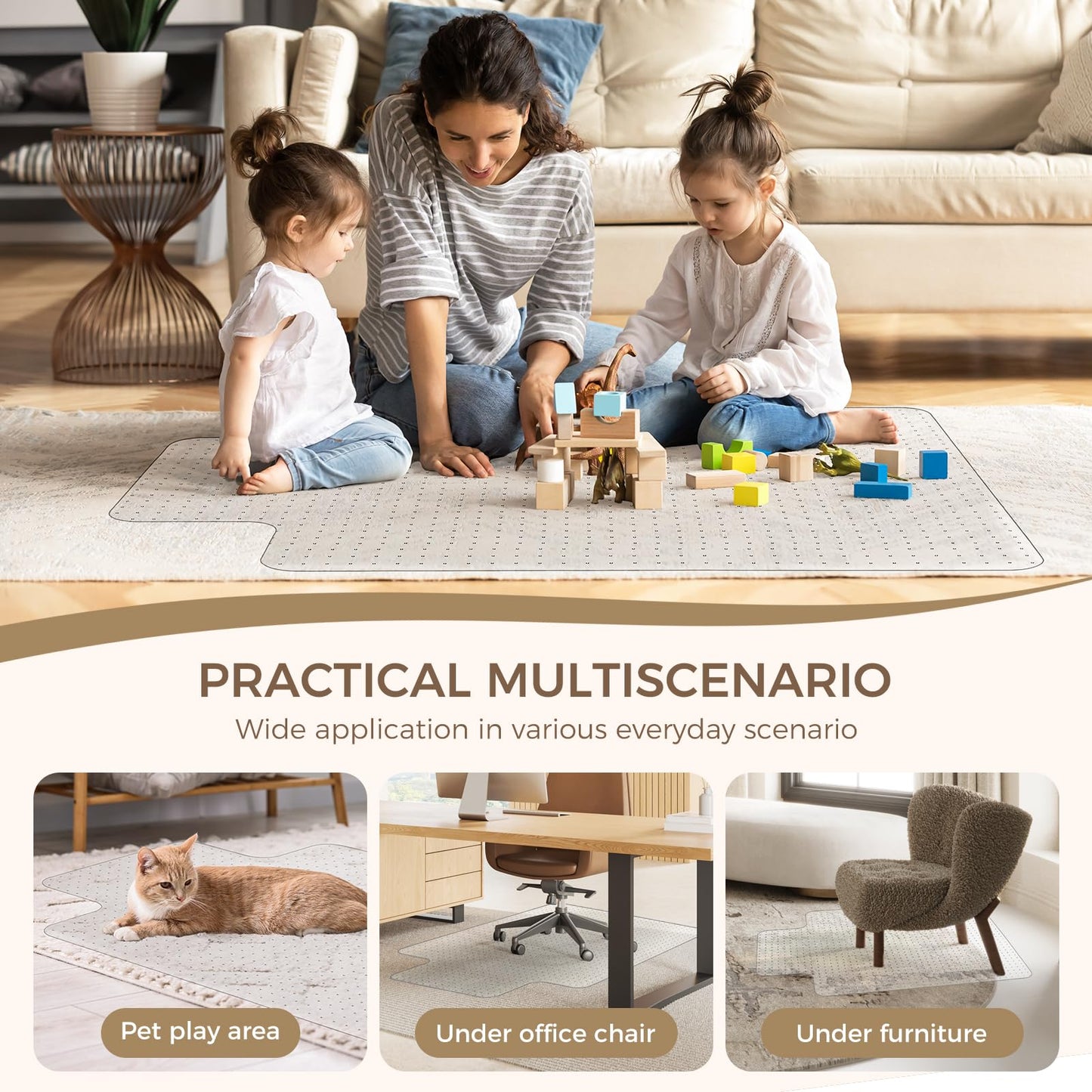 Office-Chair-Mat, Carpet-Floors，YOUKADA Desk Chair Mat, BPA and Phthalate Free, 75 x 120 cm/30 x 48 inches