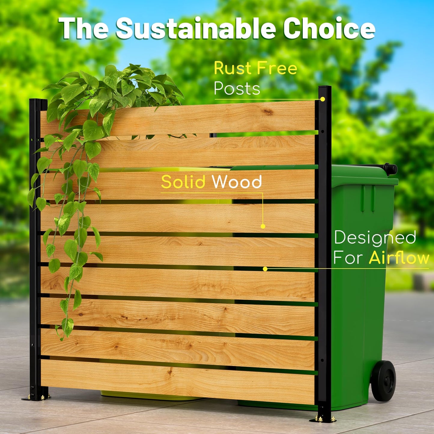 2 Panels No Dig Wooden Privacy Fence Screen, 42" H X 40" W Outdoor Air Conditioner Fences, Hide Trash Bins Or Ac Units, Decorative Garden, Patio, Backyard Fence -Temporary Fencing