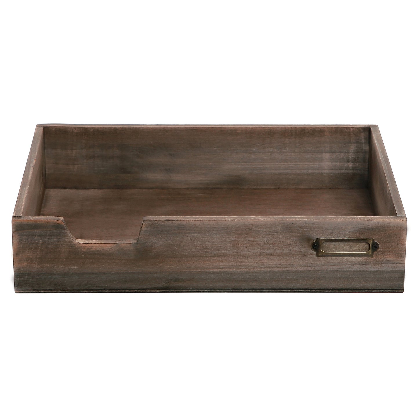 MyGift® Distressed Finish Brown Vintage Wood Office Desktop Paper, File, Folder, Magazine Holder Tray