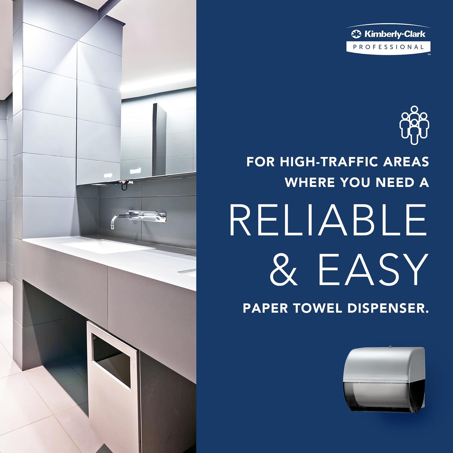 Kimberly-Clark Professional Omni Manual Hard Roll Paper Towel Dispenser (09746), Black, Universal 1.5" Core Compatible, Wall Mounted, Space-Saving Design, for Commercial Hand Towels (Qty 1)