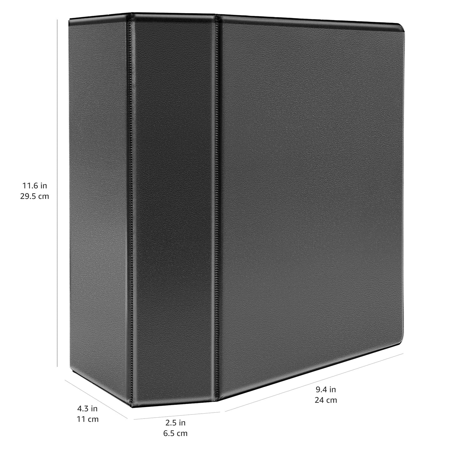 Amazon Basics 12.7 cm Binder, Heavy Duty, 3 Ring, Customizable View, D-Ring, 2-Pack, Black