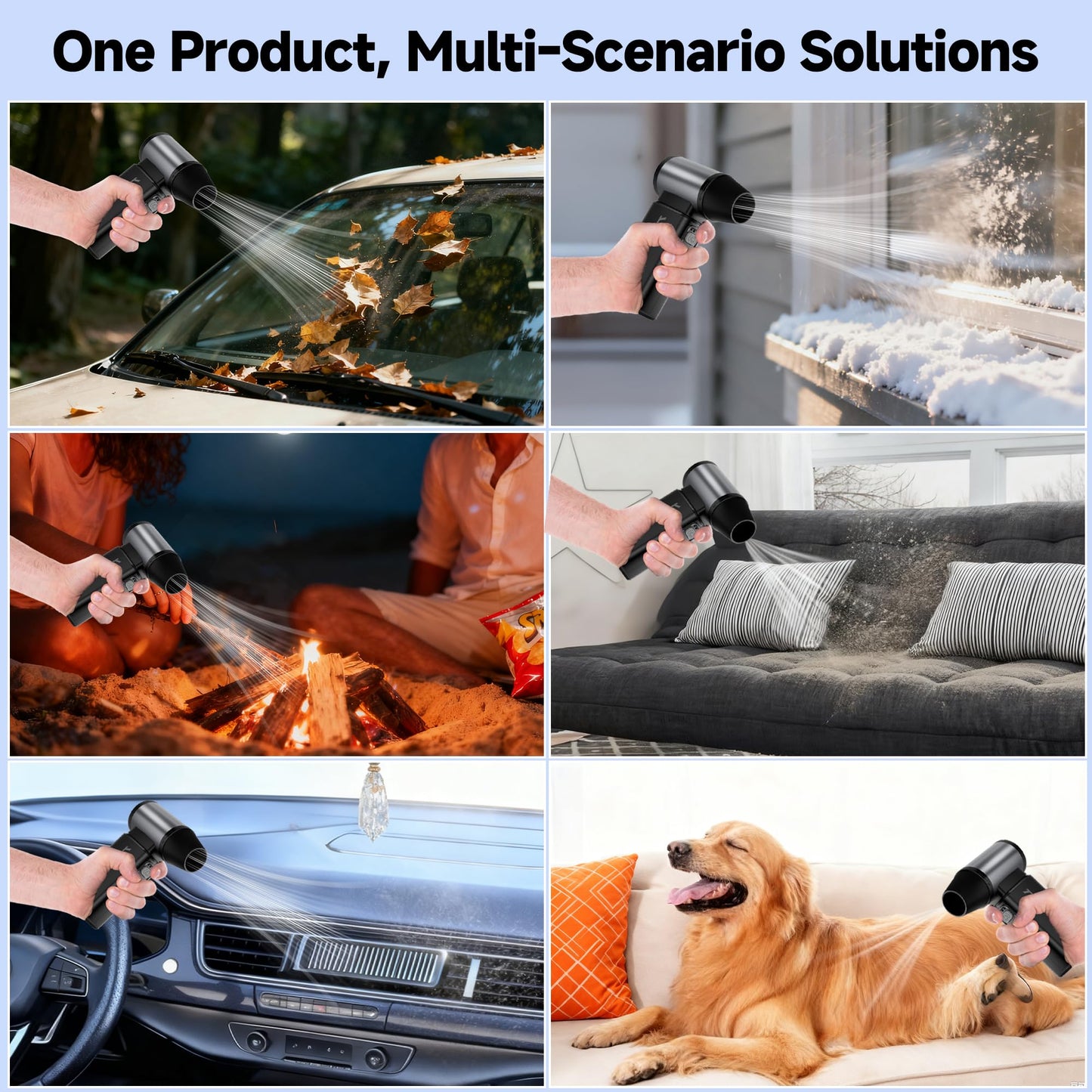 Mini Handheld Turbo Jet Fan & Air Duster, 110000RPM Rechargeable Fast-Charging Blower, 6-Gear Adjustable Electric Air Duster for Keyboard, Computer, Home, Car, Camping