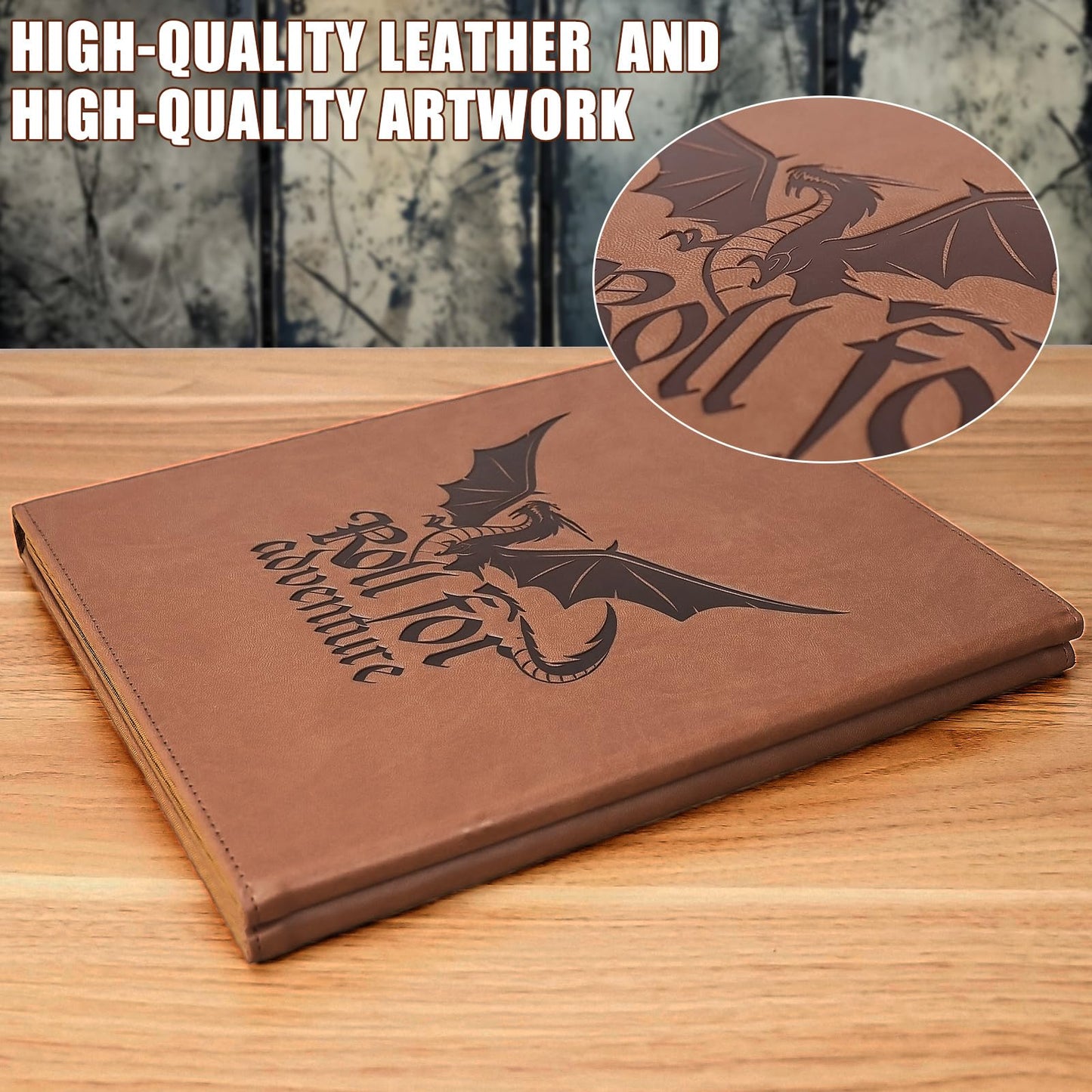 DND DM Screen 5e Dungeon Master Screen Deluxe Leather 4-Panel Customizable Magnetic Panel Game Master Screen with Magnetic Stickers, for Dungeons and Dragon, Pathfinder
