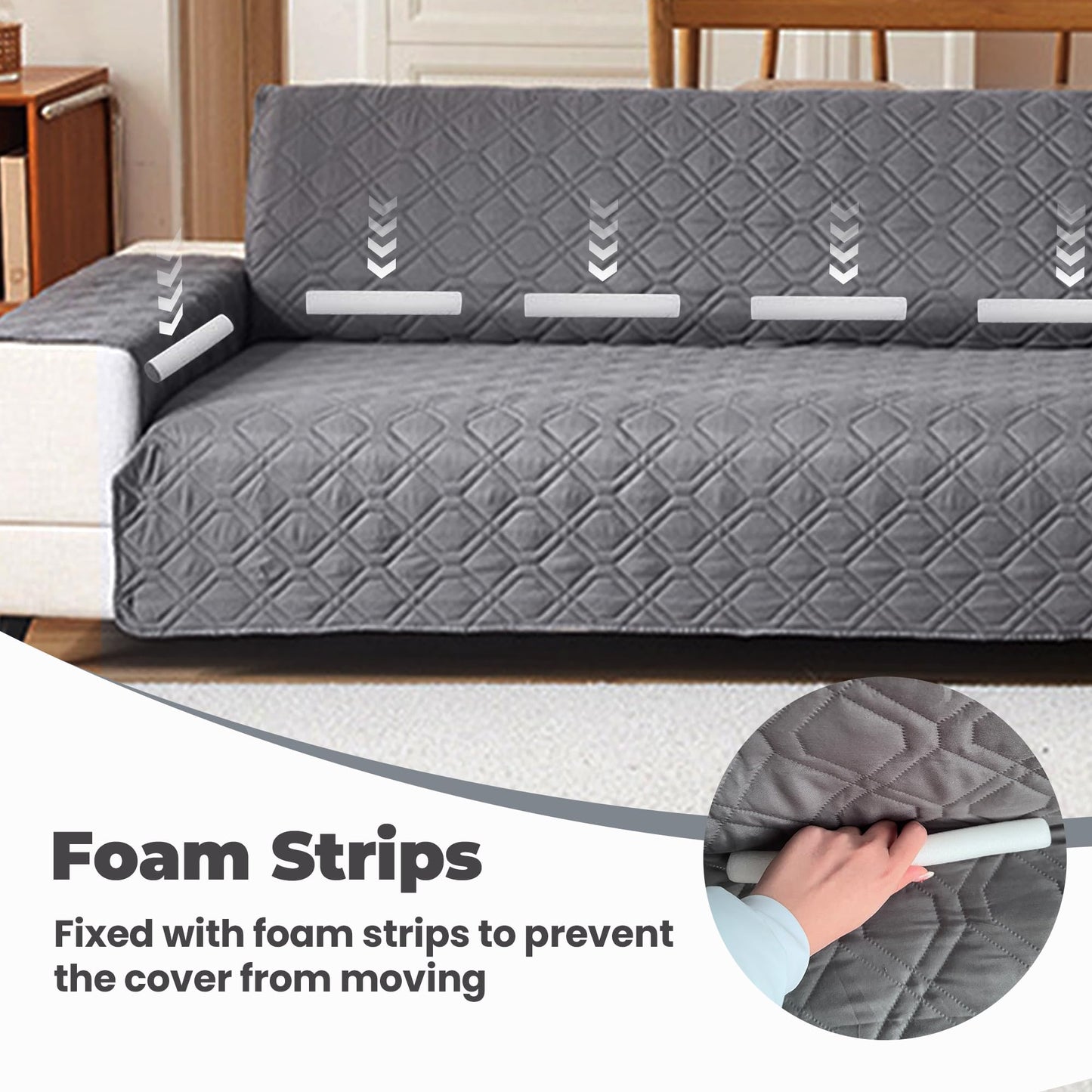 Sofa Slipcover, L Shape Sofa Cover Sectional Couch Cover Dark Grey Sofa Cover Furniture Protector Cover for Pets Kids Children Dog Cat (Small)