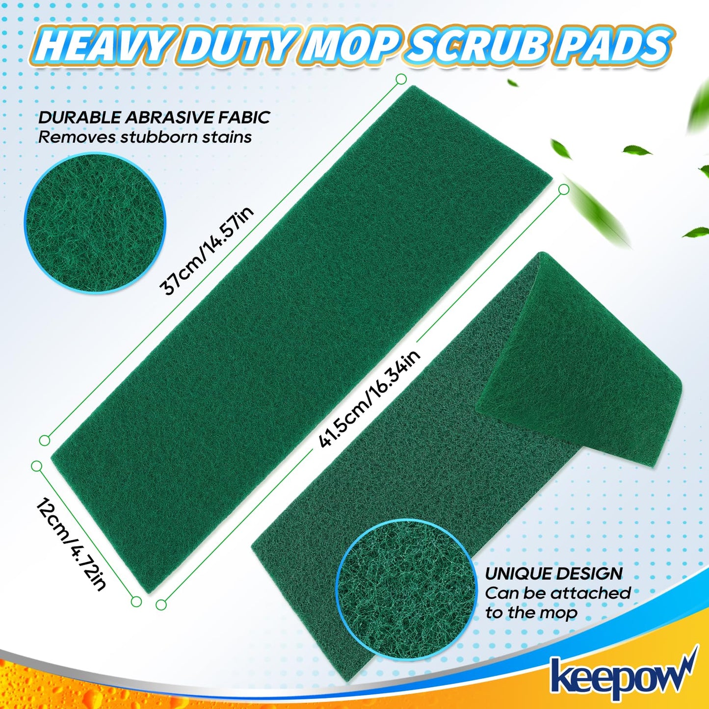 KEEPOW 6 Pack Scrub Mop Pads Replacement Compatible with Libman Freedom Spray Mop, Mop Scrubber Attachment for Floor Cleaning, Fit for Rubbermaid and Turbo & Other 18 Inch Microfiber Mops