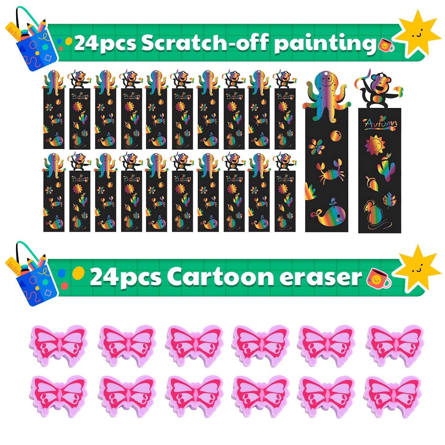 24Pack Stationery Party Favors for Kids, Stationery Birthday Goodie Bags Classroom Gifts for Students, End of Year Student Gifts,Birthday Goodie Bag Stuffers Gifts Rewards Prizes