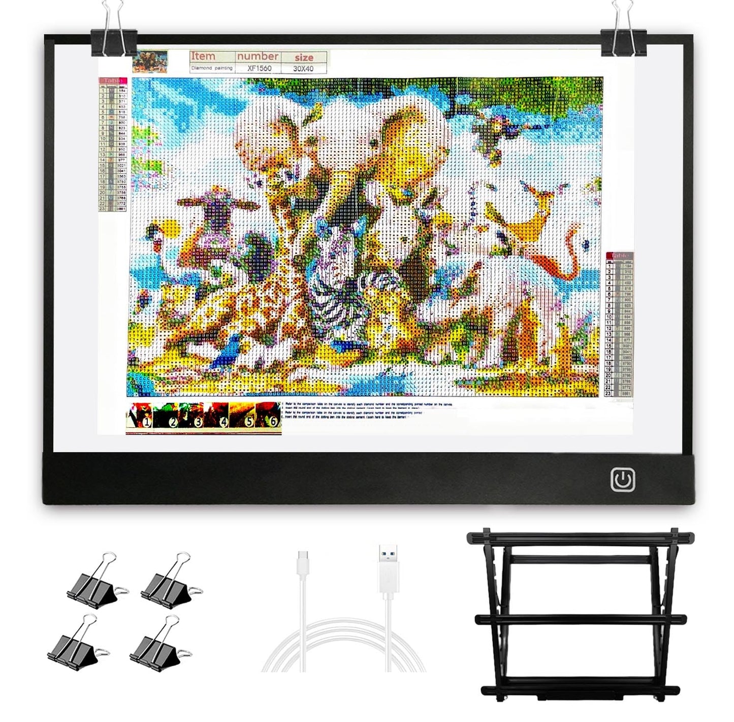 WELZK Diamond Painting Light Pad A3, with Large Metal Stand, L:47 × W:34.3 CM Large Diamond Painting Light Board, Dimmable Diamond Art Light Board.
