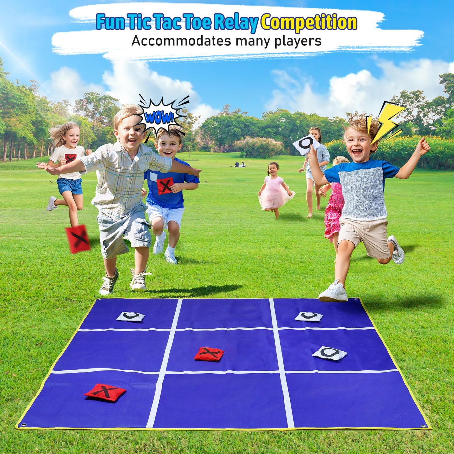2-in-1 Outdoor Giant Tic Tac Toe Bean Bag Toss Games for Kids Adults 4.5Ft Double-Sided Large Outside Lawn Yard Backyard Carnival Field Day Beach Picnic Camping Birthday Party Family Reunion Lawn Game
