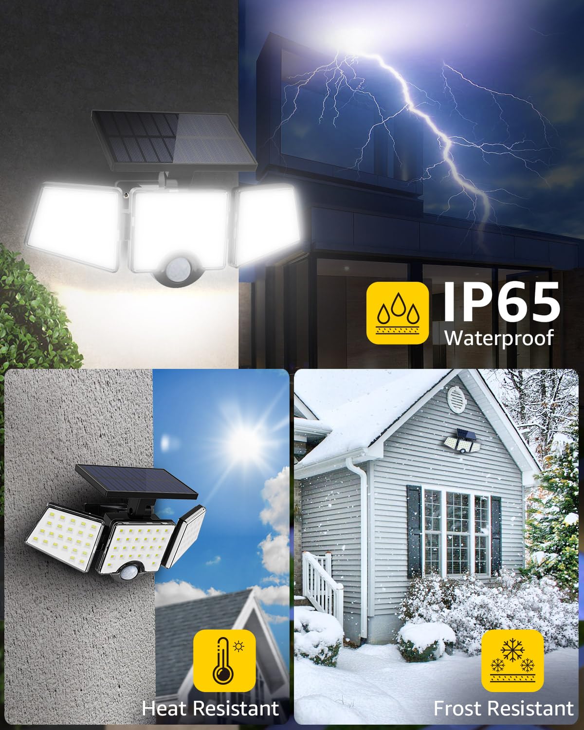 Lepro Solar Lights Outdoor, 1000LM Super Bright Solar Motion Sensor Light, IP65 Waterproof Solar Flood Lights, 270° Wide Angle, Security Lights for Yard, Garden, Garage
