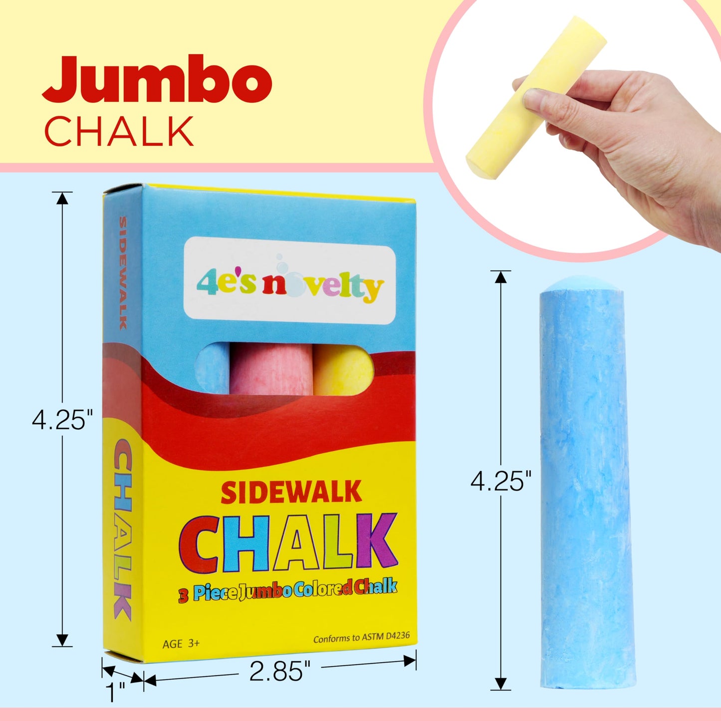 4E's Novelty 24 Pack Chalk Individually Wrapped Party Favors for Kids Bulk, 3 Sidewalk Chalk Jumbo Sticks In Each Box, Goodie Bag Fillers Toddlers Summer Gift Toy