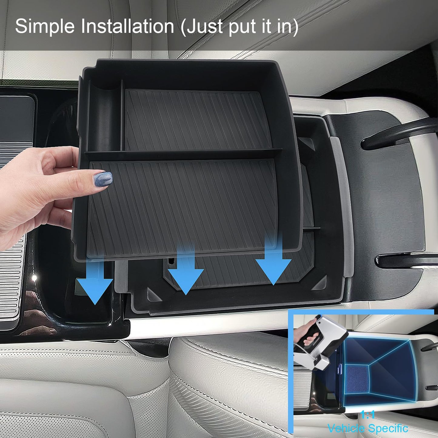 Coleya Double Layer (Only for Electronic Shift), 2025 2026 Tucson/Tucson Hybrid/Tucson PHEV Center Console Organizer, Durable ABS Plastic&Anti-Slip Console Tray Insert 2025 Tucson limited Accessories