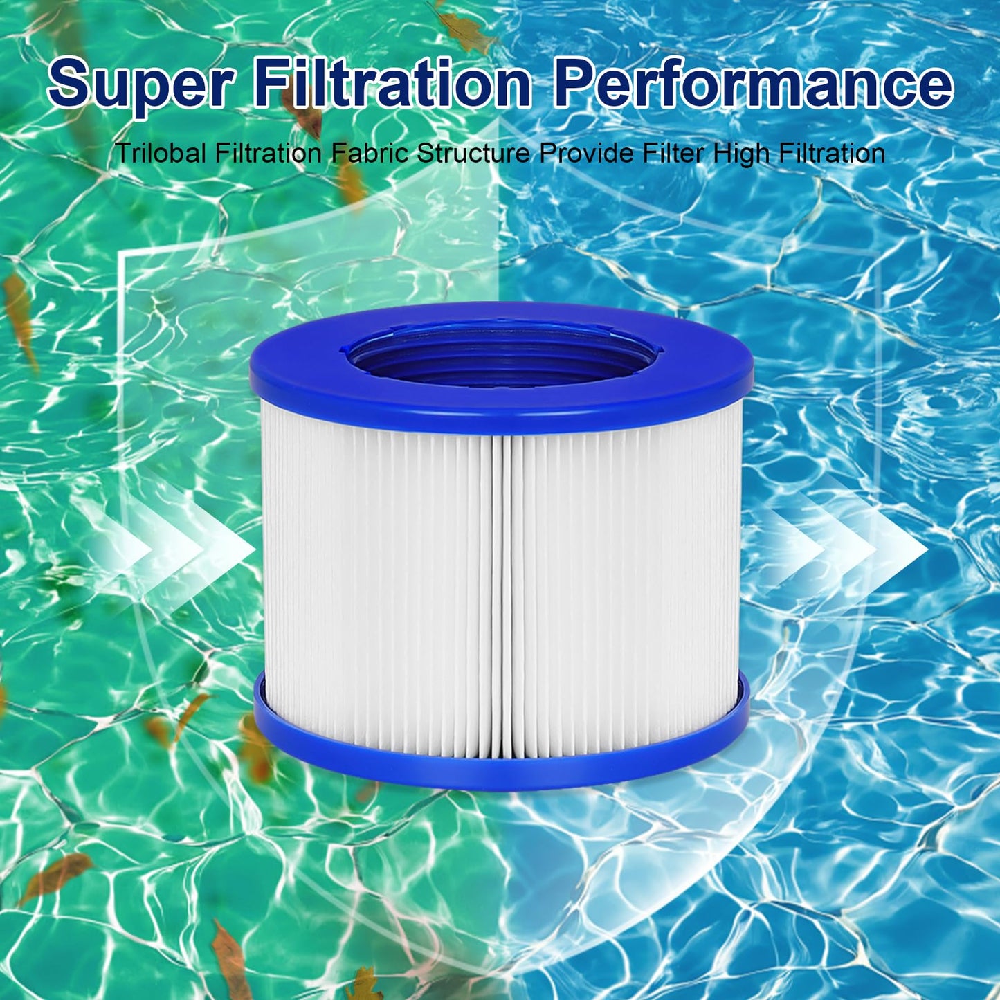 Hot Tub Replacement Filter Cartridges - Compatible with All RELXTIME, ALEKO, Wejoy, Aquaspa Hot Tub More - Screw-in Spa Filters for Inflatable Hot Tubs & Massage Pools (8 Pack)