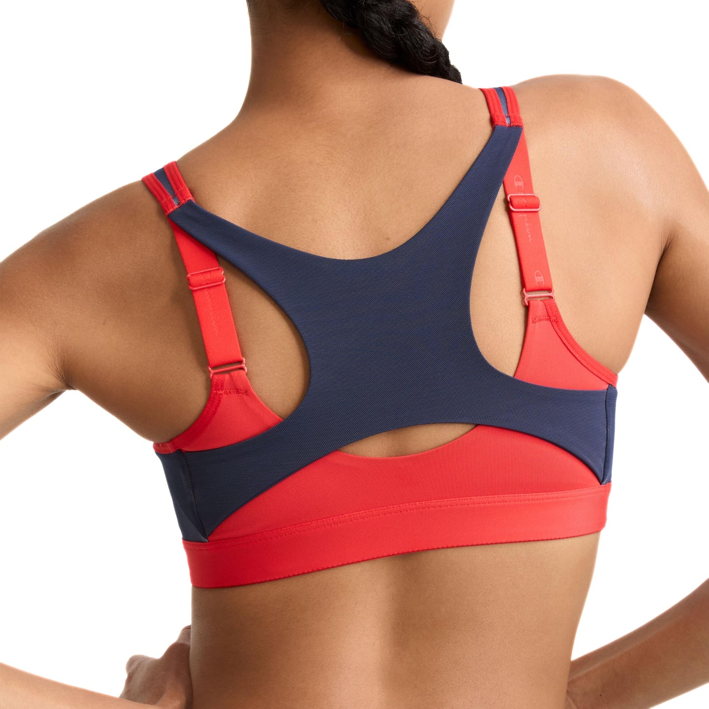 Champion Women's Mesh Racerback Bra, Sports Bra with Max Support for Women, Moisture-Wicking Athletic Sports Bra, Red Flame, 40D