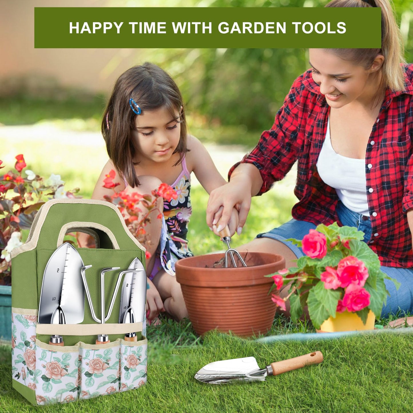 Kynup Gardening Tools, Garden Tools Set-9 Piece, Gardening Tool Kit with Cultivators, Ideal Garden Hand Tool Gifts for Women, Thickened Stainless Steel, Rust-Proof, Gardening Supplies, Garden Stuff