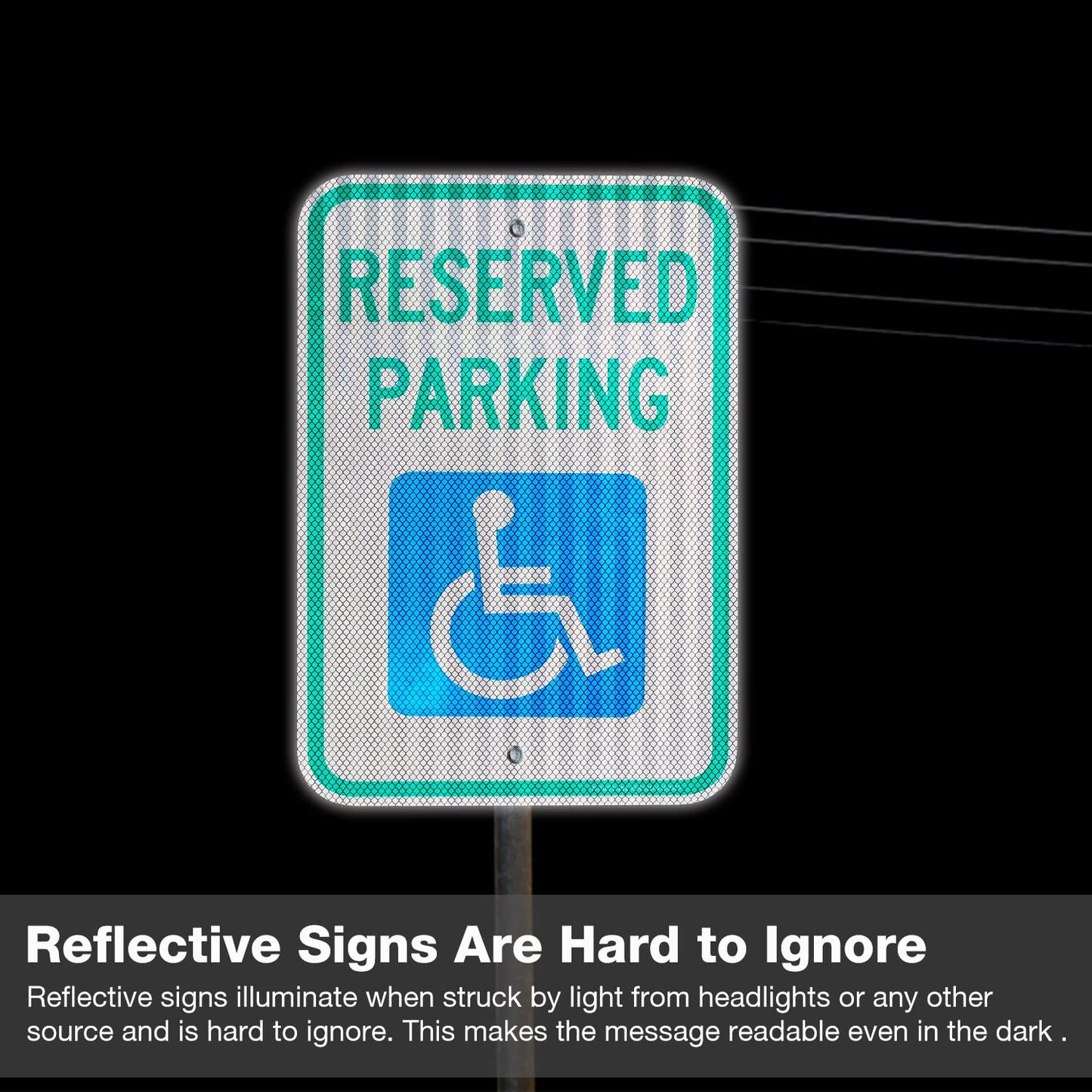 (2 Pack) Reserved Parking Sign, Handicap Parking Sign, with Picture of Wheelchair Sign, 18 x 12 Engineer Grade Reflective Sheeting Rust Free Aluminum, Weather Resistant, Waterproof, Durable Ink