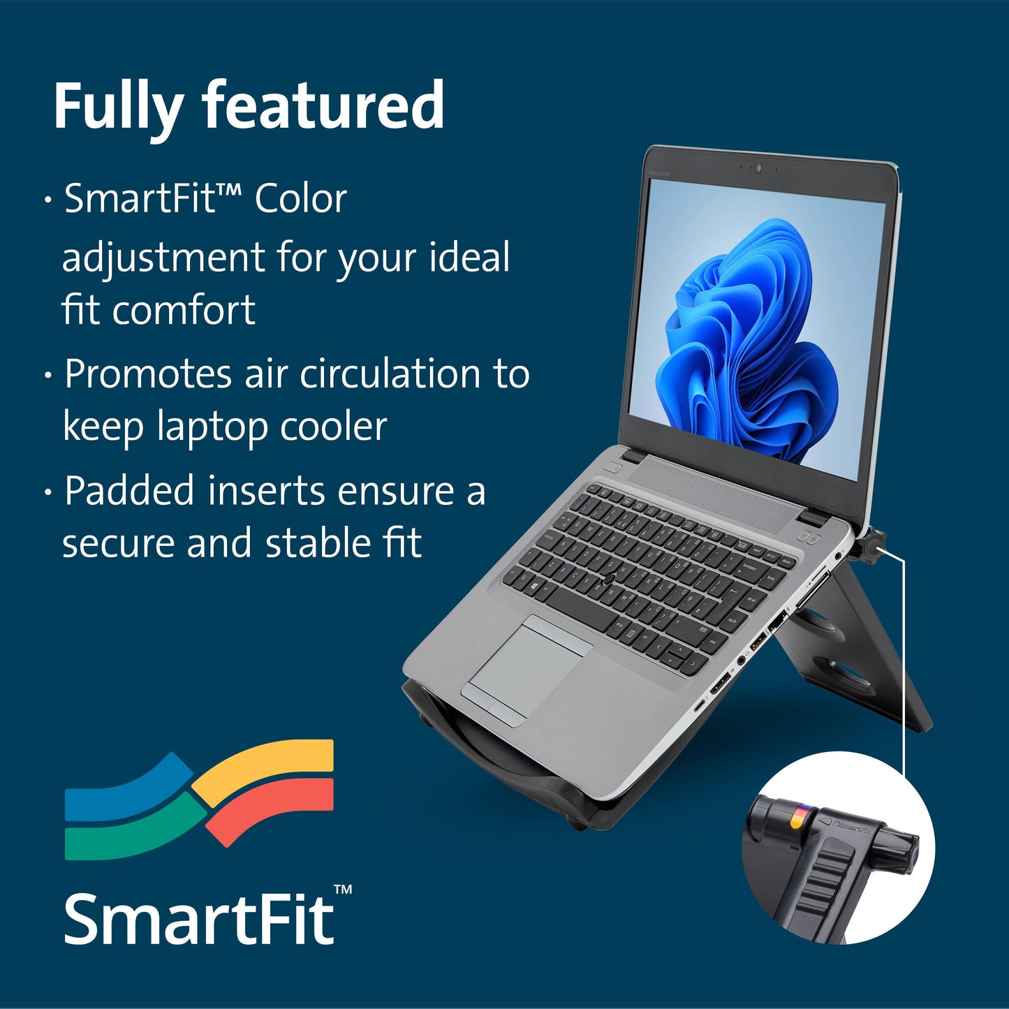 Kensington SmartFit Easy Riser Laptop and Tablet Cooling Stand - Fits Wacom, iPad Pro and Other Tablets and laptops - Black (K52788WW), 12.8" x 11" x 1.6"