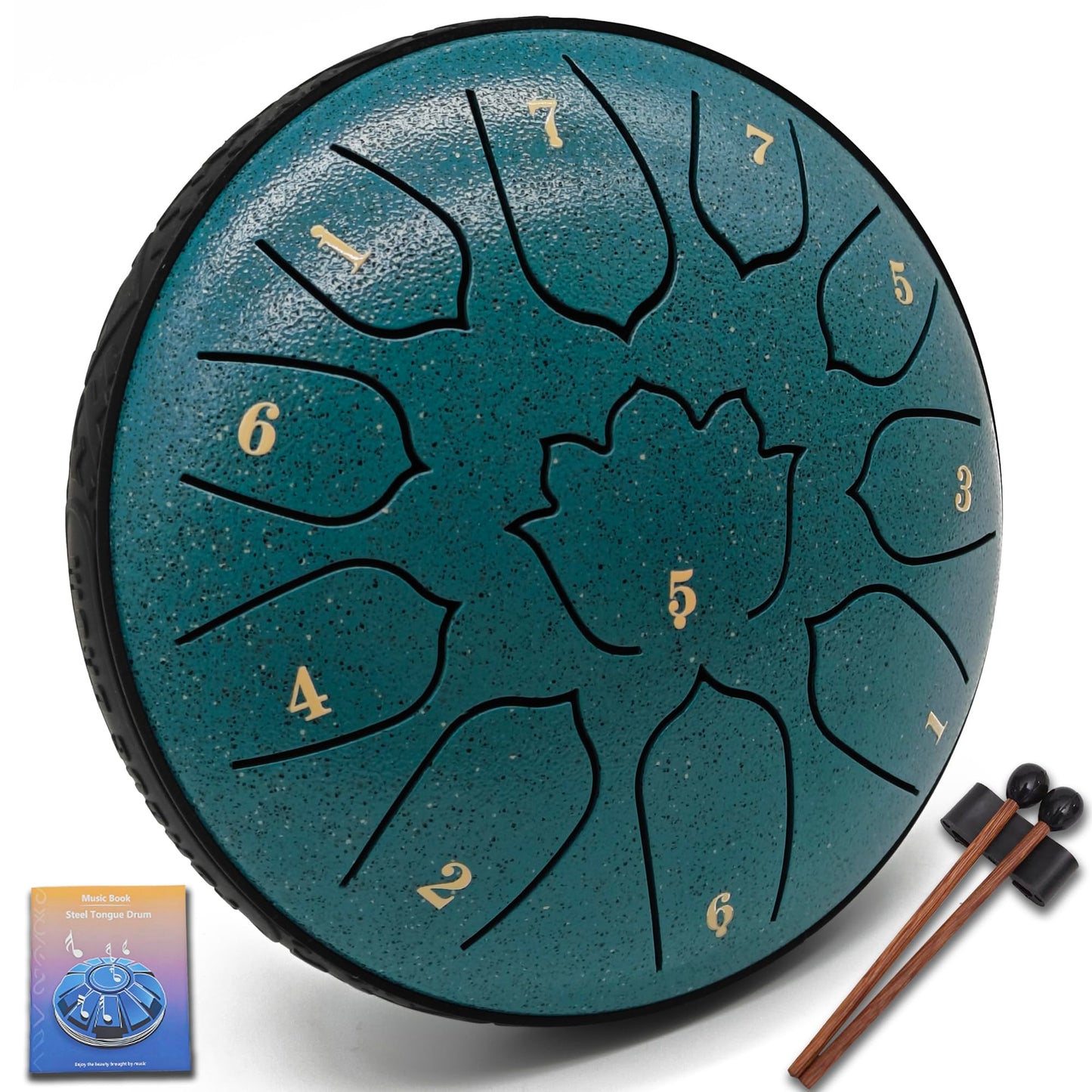 Steel Tongue Drum 6.5-Inch 11 Notes – Rain Drum for Outside & Garden, with Soft Bag, Mallets and Music Book – for Meditation, Relaxation, Music Learning & Music Gift – VESYMAN