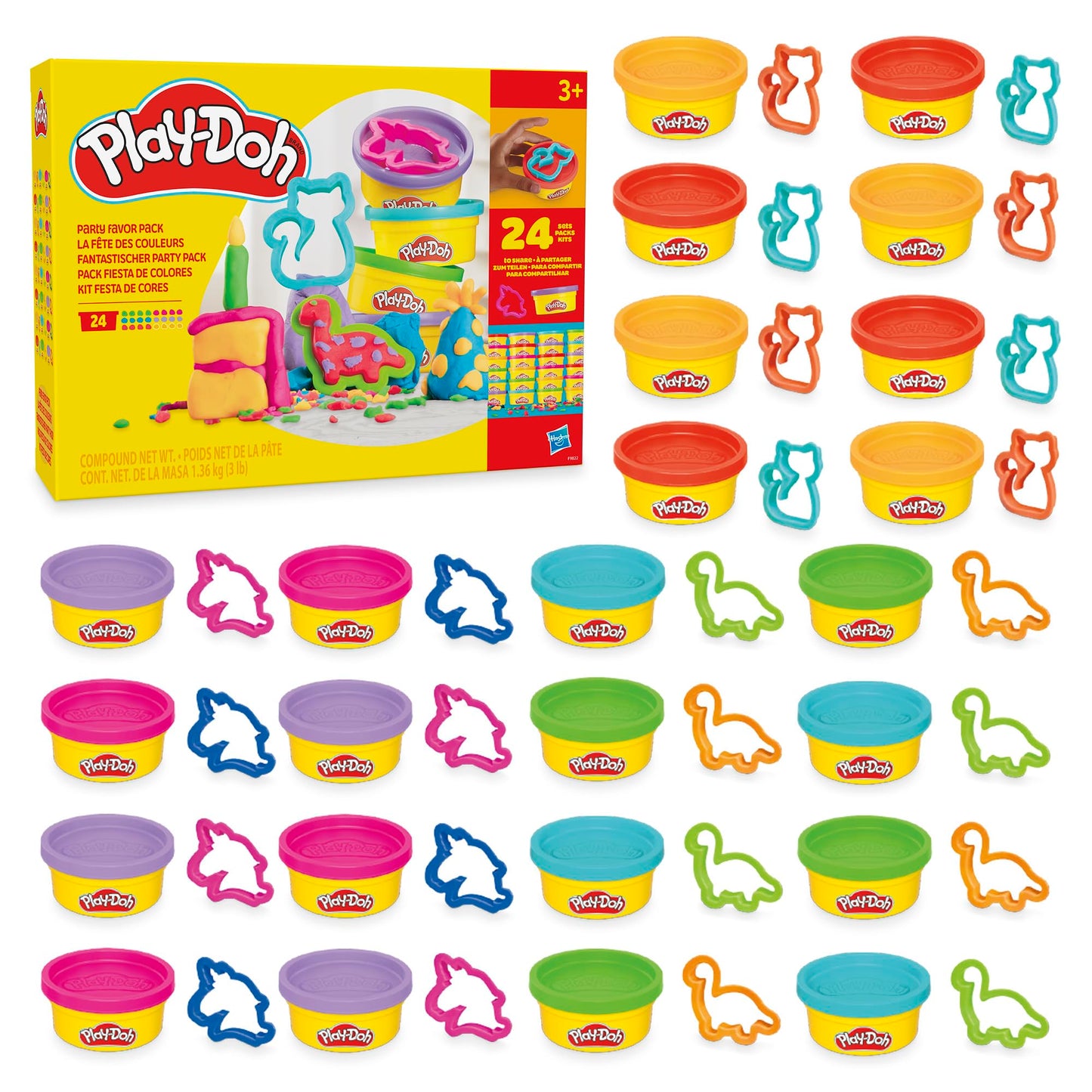 Play-Doh Party Favor Pack, Bulk 24 Pack of Modeling Compound with Cutters, Non-Candy Treat Bag Fillers, Giveaways & Prize Toys for Kids 3 Years & Up (Amazon Exclusive)