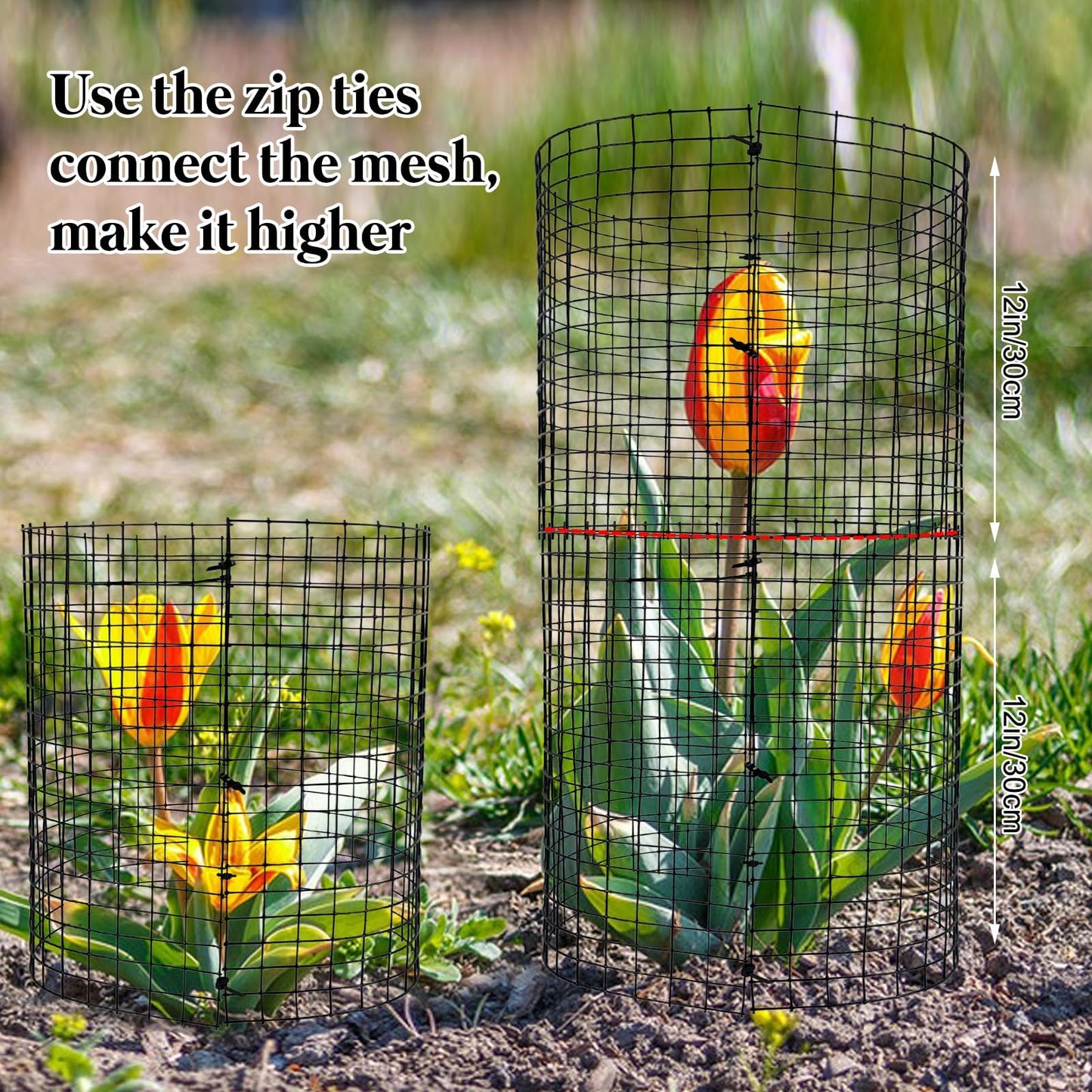 6 Pack 12'' x 12'' Plant Protectors from Animals, Plant Support Cage for Growing Vegetables Metal Chicken Wire Cloche with Stakes Metal Mesh Plant Cage Covers for Keeping Bunny Squirrels Out