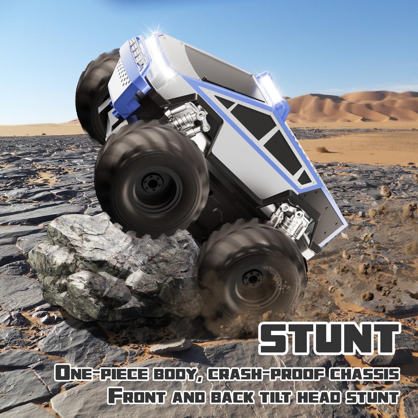 RC Car,Amphibious Remote Control Car Waterproof Monster Truck,4WD All Terrain Off-Road 2.4GHZ Vehicles,1:18Scale Hobby Monster Truck Toys,RC Rock Crawler for Boys Girls Kids Age 6 7 8 9 10+(Blue)