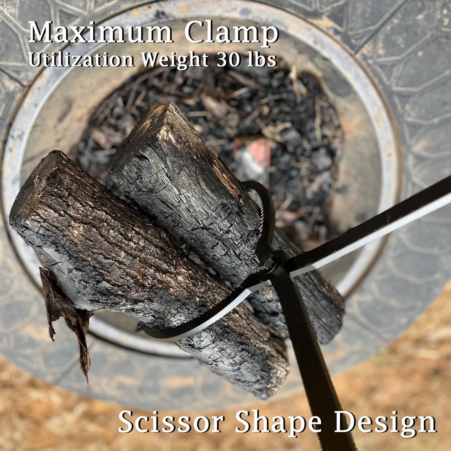 28" Firewood Tongs Log Grabber for Outdoor Indoor Campfire Firepit Bonfire Fireplace Tongs Heavy Duty Wrought Rustproof Safely Moves Firewood