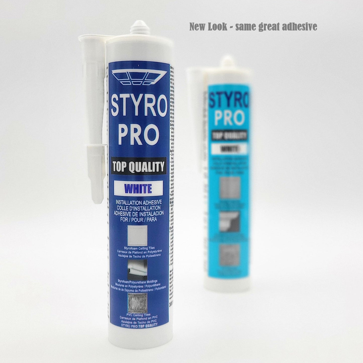 Styro Pro High Strength Water Based Premixed Acrylic Paste Adhesive. Pack of 4 Tubes. Easy to use. Works Great with PVC and Foam Ceiling Tiles. Perfect for Styrofoam Crown moldings.