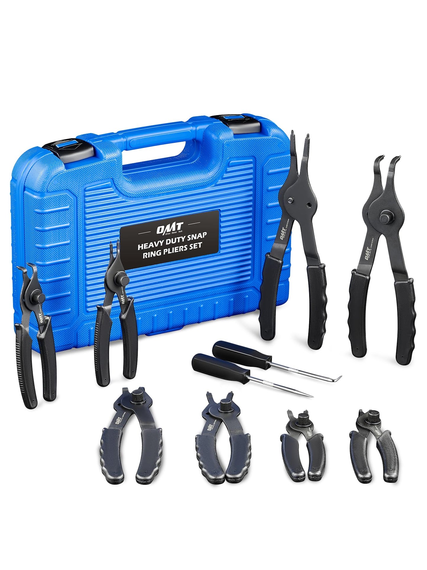 Orion Motor Tech 10pc Snap Ring Pliers Set, Internal & External Circlip Pliers With Bent & Straight Pliers, Hook Pick, Heavy Duty Removal Tool, Storage Case & Gloves