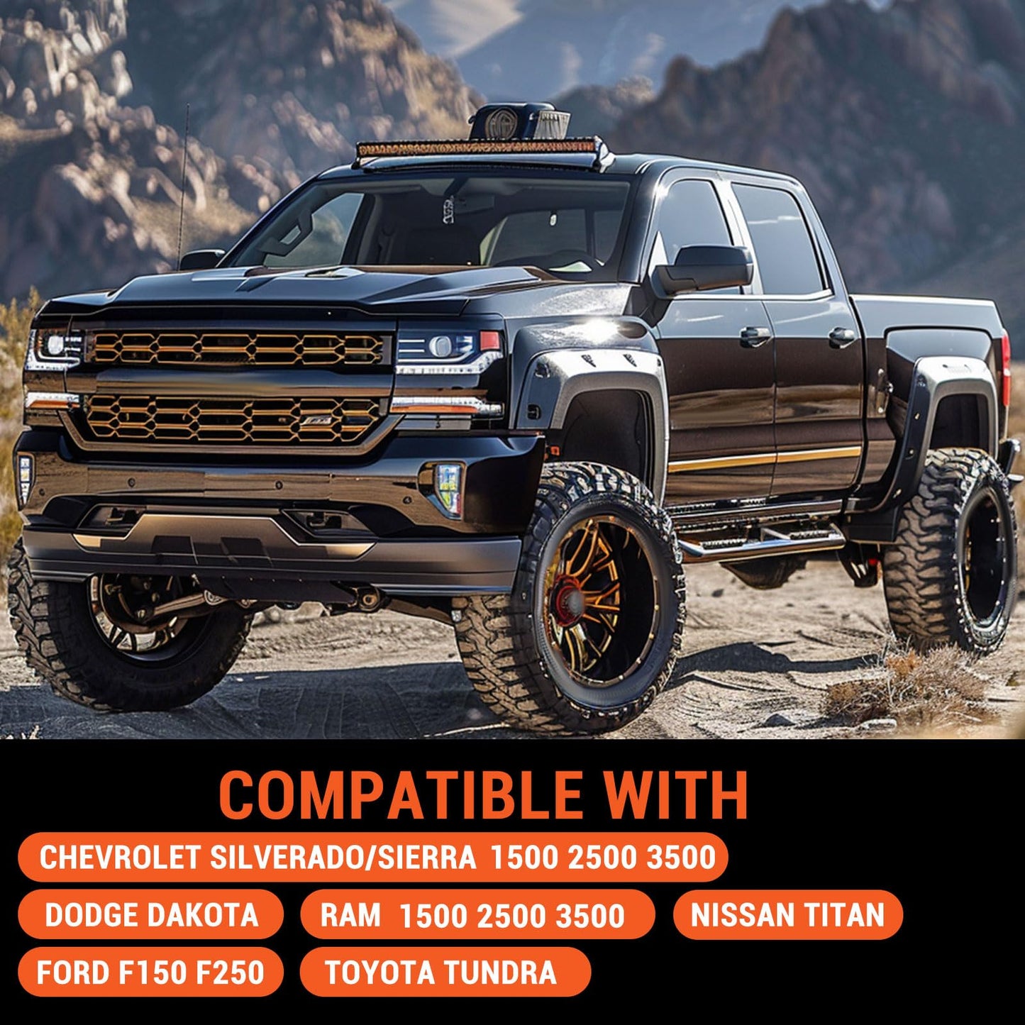 ECOTRIC Truck Clamps Mounting Caps Camper Shell Compatible with Chevrolet Chevy Ford Dodge Gmc Sierra Dakota Ram 1500 2500 3500 F150 F250 1500 2500 3500 Heavy Duty Aluminum 2 Packages