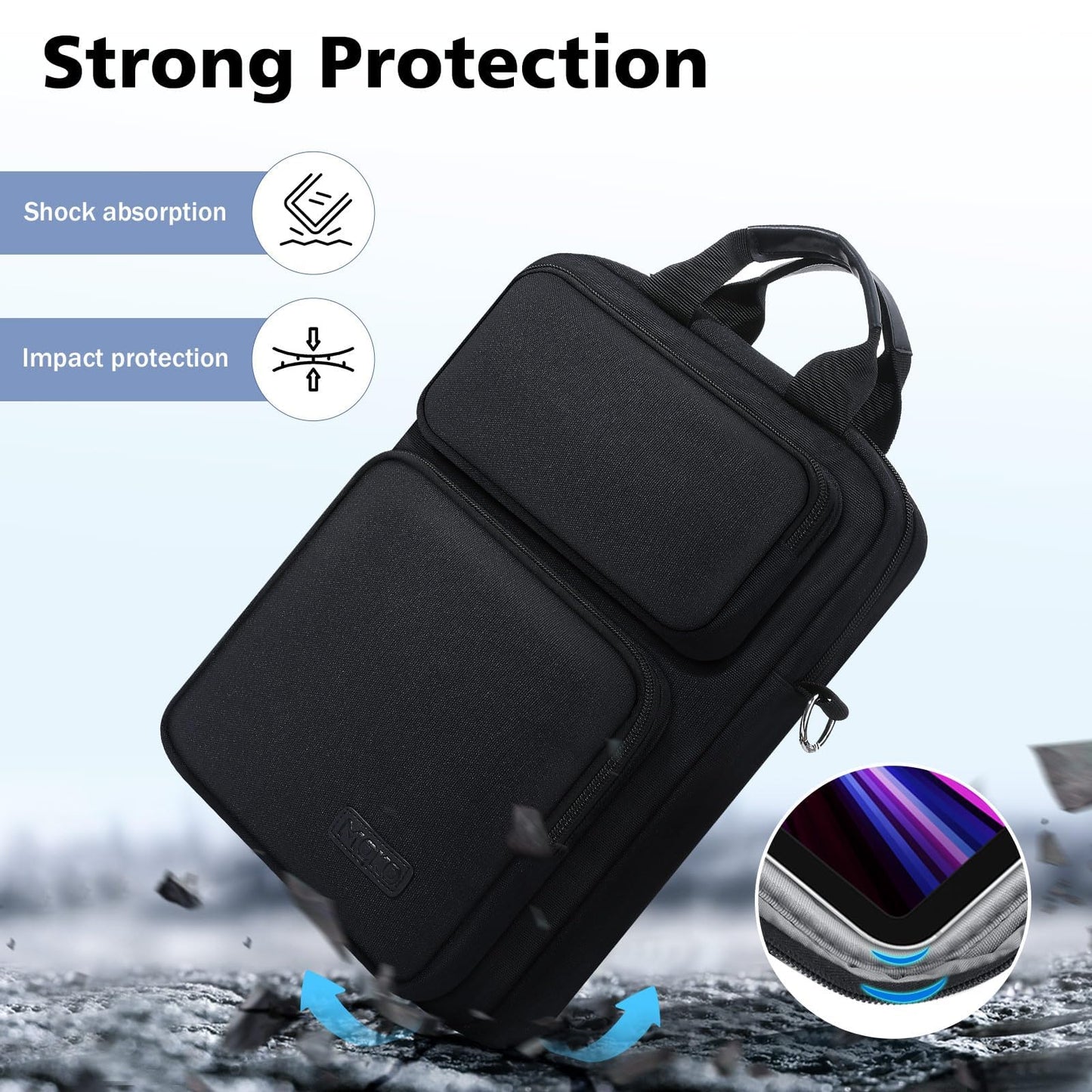 MoKo 13.3-14 inch Laptop Sleeve Bag for New 13-inch Mac Air/Pro M4, 14" Mac Pro M3/M2/M1, 13" MacAir M3/M2/M1, Carrying Case with Multi-Pockets & Removable Shoulder Strap, Black
