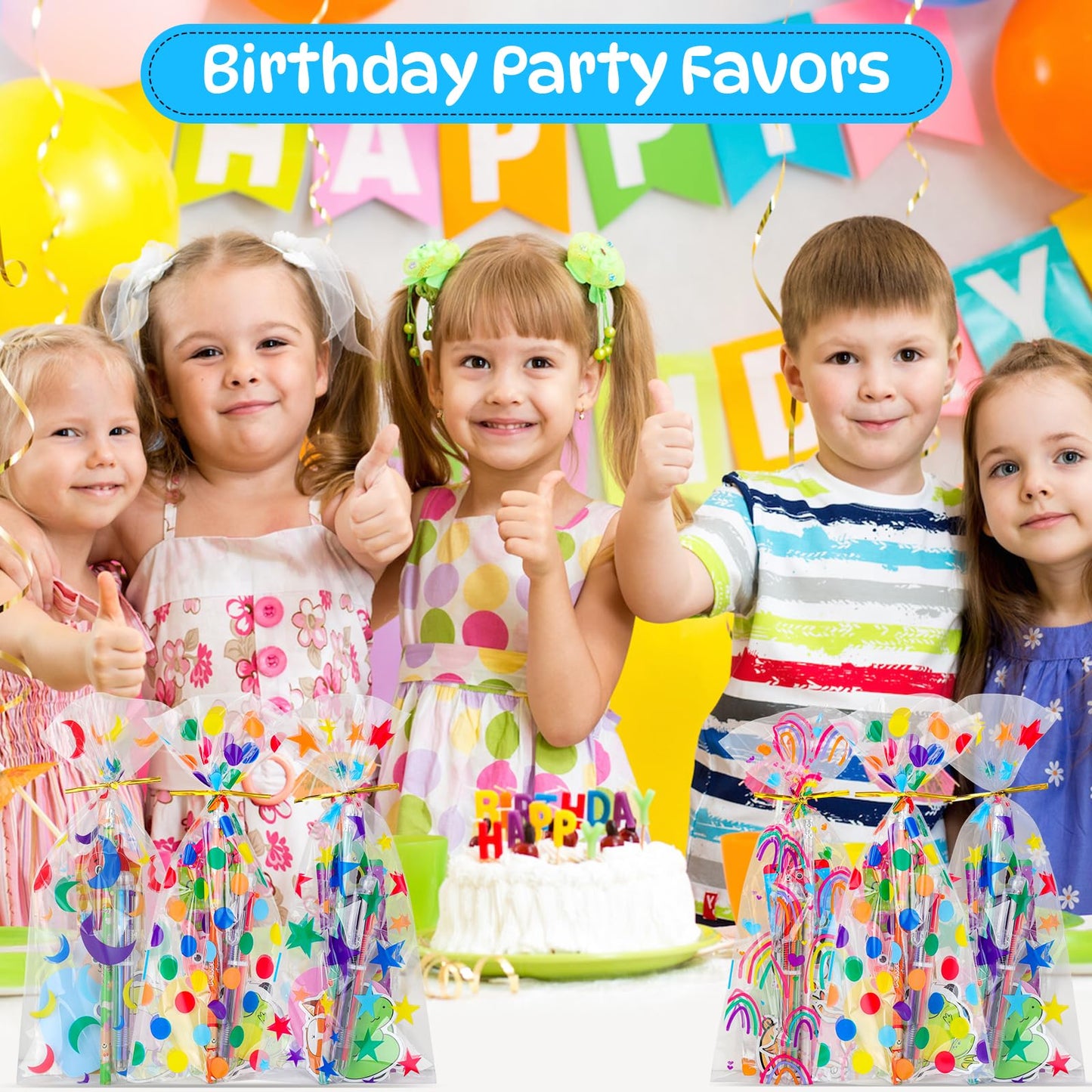 Loot Bags for Kids Birthday, 24Pack Stationery Party Favors with 6-in-1 Multicolor Pens Pencils Sticky Notes Stickers Bookmarks for Goodie Bags Birthday Classroom Gifts Rewards