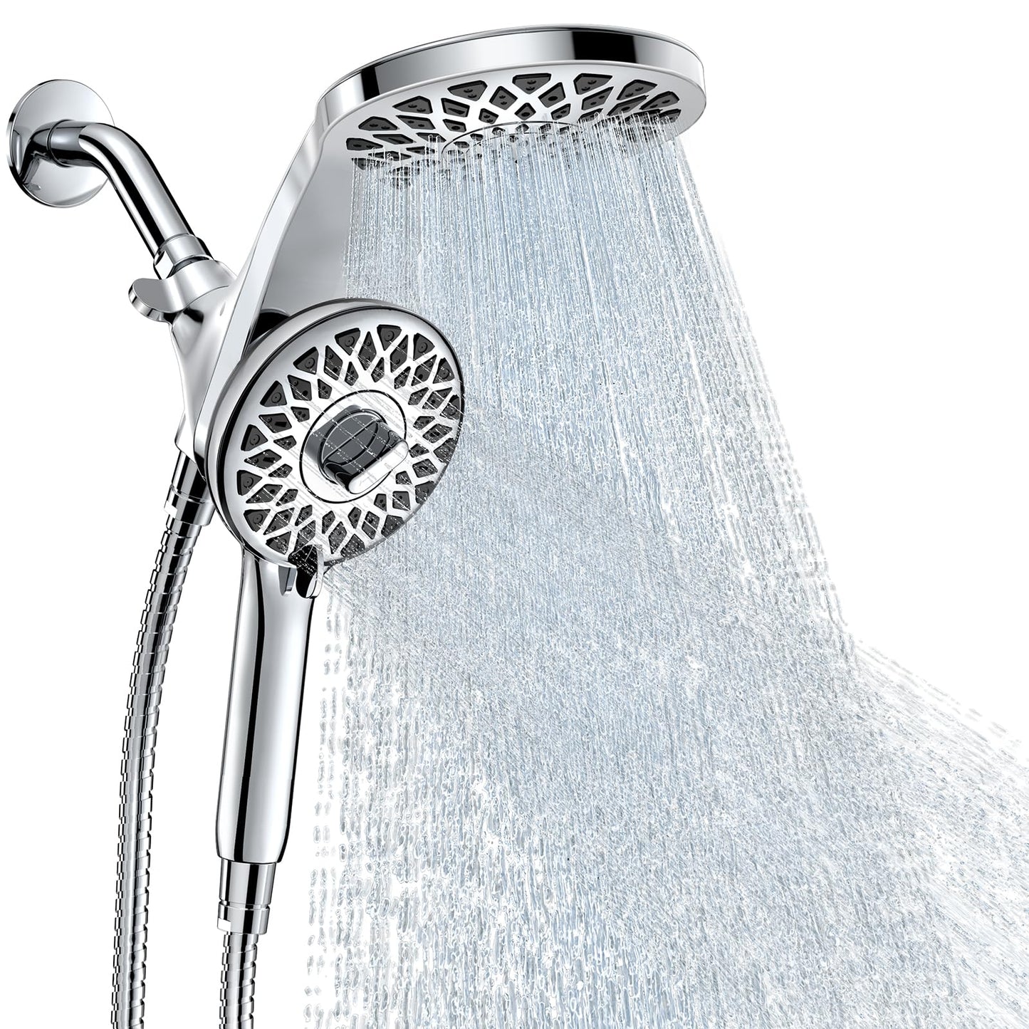 High Pressure Shower Head with Handheld : Rain Shower Head with 10 Sprays Modes - Dual Showerhead with Upgrade Knob Spray Mode Selector and Magnetic Guidance Docking System