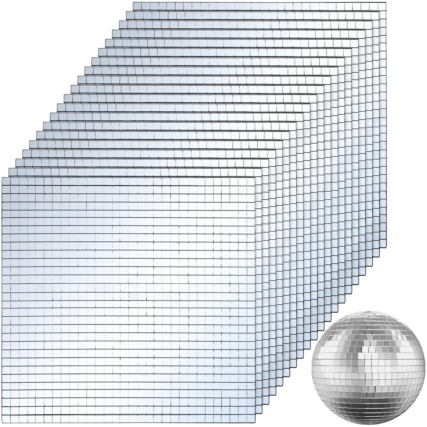 SOUJOY 36000 Pieces Mirror Mosaic Tiles, 5 x 5 mm Self Adhesive Mirror Stickers, Real Glass Mini Square Mirrors, Disco Ball Stickers for Crafts DIY Home Decorations, Christmas