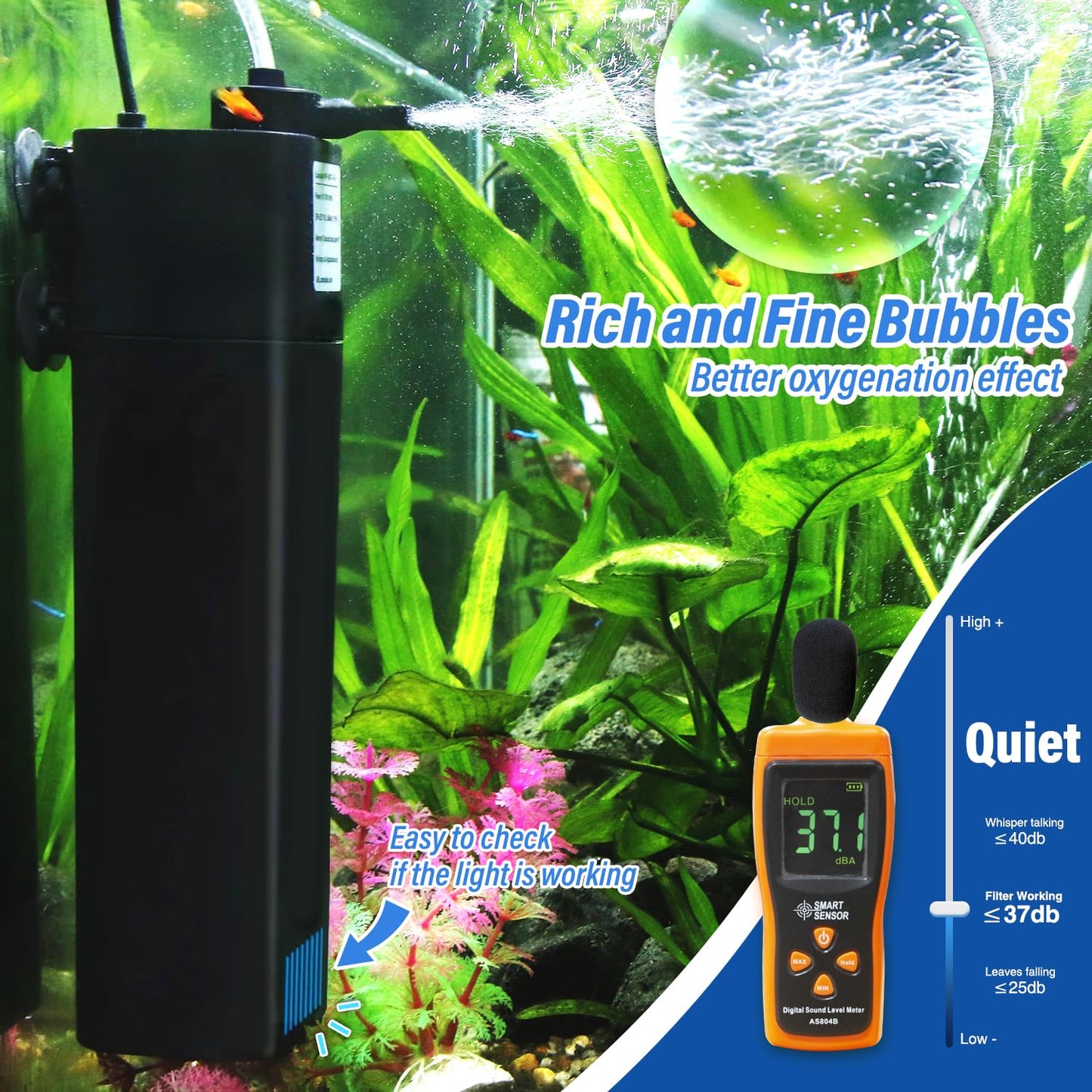 Aquarium U-V Filter w/Cycle Timer for 40-75 Gal. Large Turtle Fish Tank, Swirl Turb. Design 4-in-1 Quiet Pump, Green Clean Machine Internal 211GPH Saltwater Freshwater Keep Crystal Clear