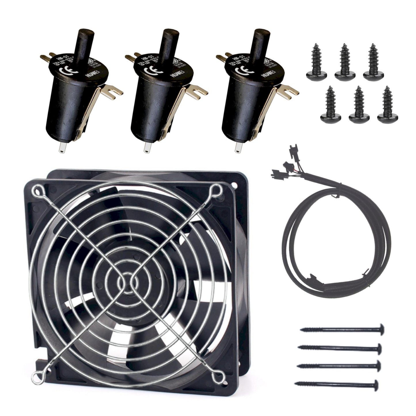 Replacement part for Masterbuilt Gravity Series Fan with Hopper Door Switch Kit,fit for Masterbuilt 560/800/1050 XL Digital Charcoal Grill+Smoker Accessories (MAB-Fan Set)